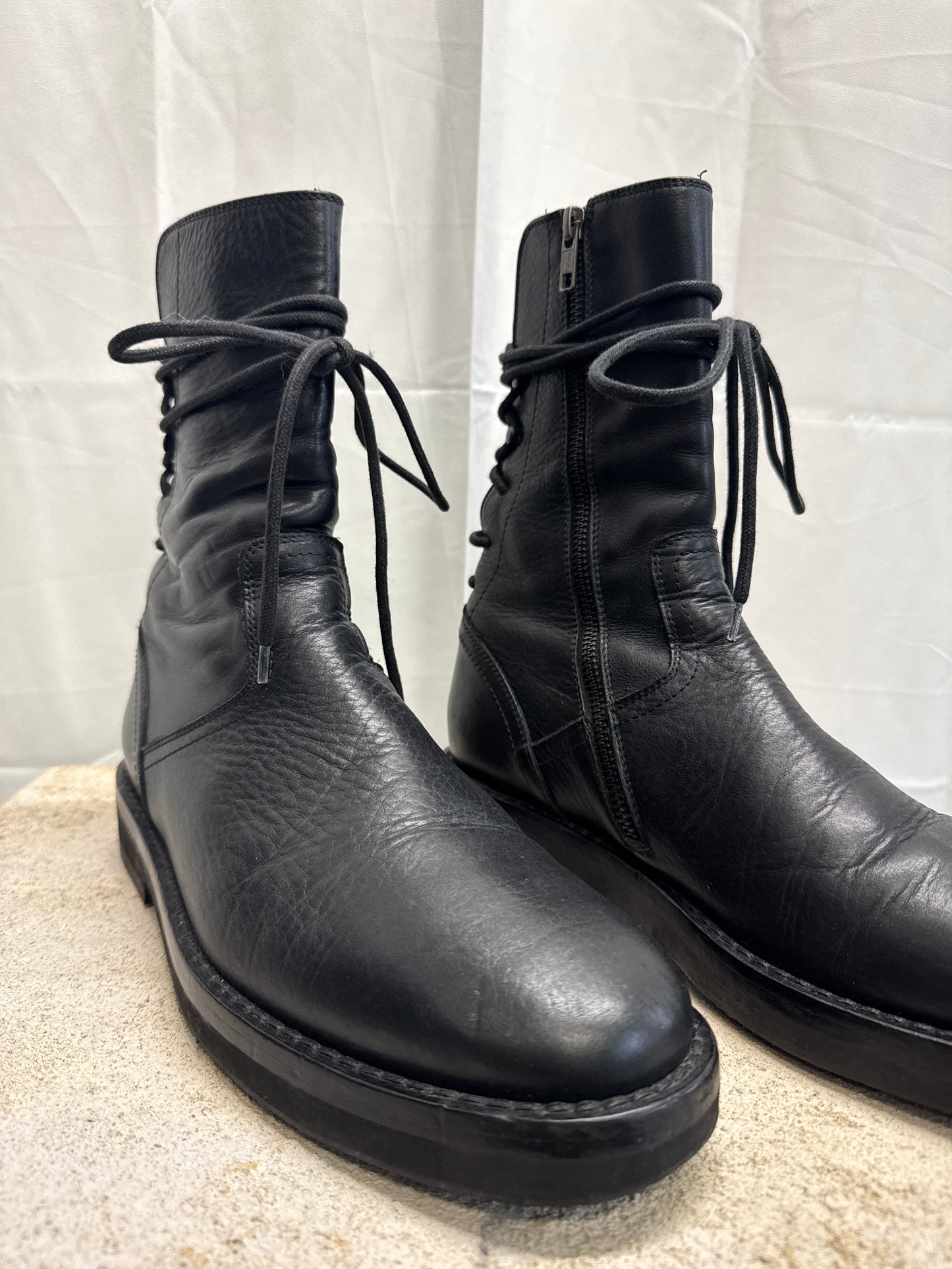 ann demeulemeester backlace soft leather boots