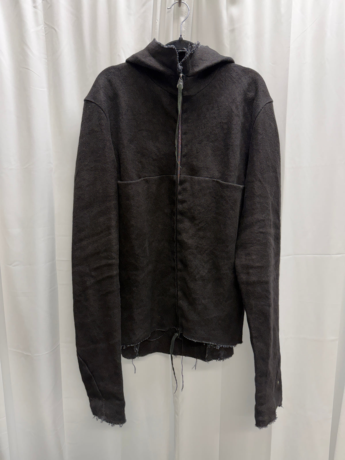 m.a+ Thick Linen Hooded One-Piece Aviator Jacket — Charcoal Black (L)