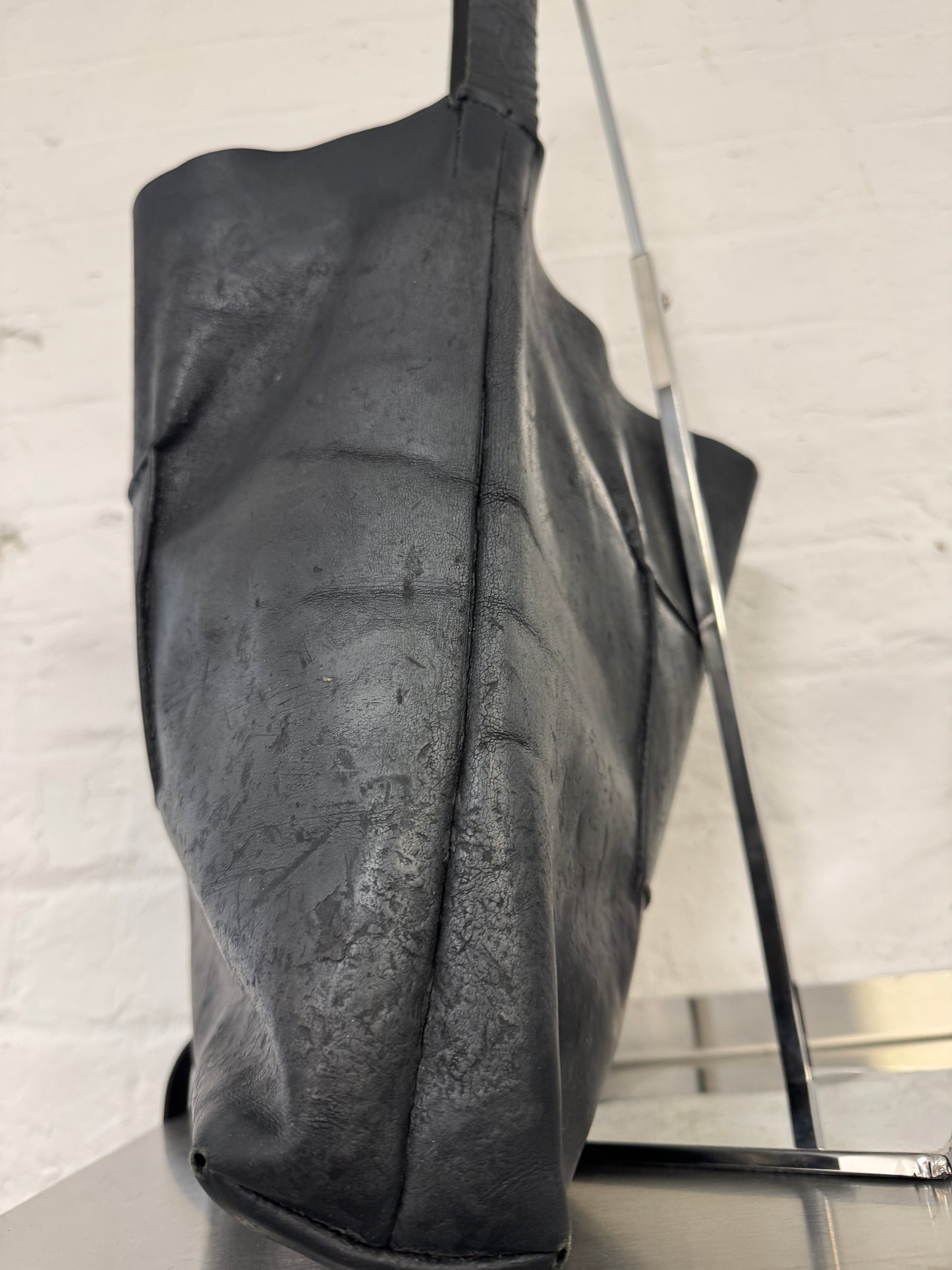 Kagari Yusuke Moulded Square Coated Leather Side Bag