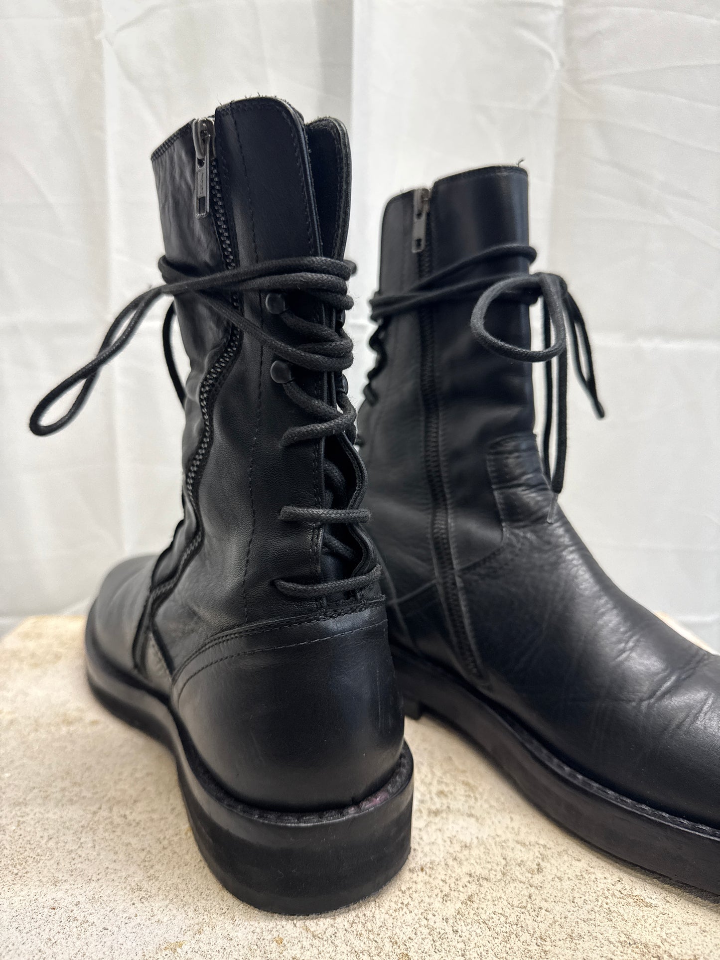 ann demeulemeester backlace soft leather boots