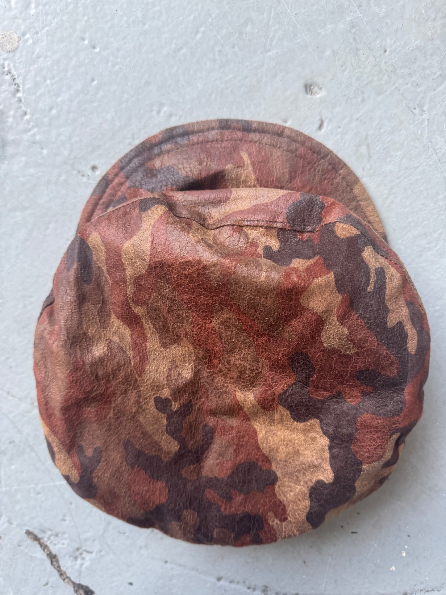 camo leather casquette hat