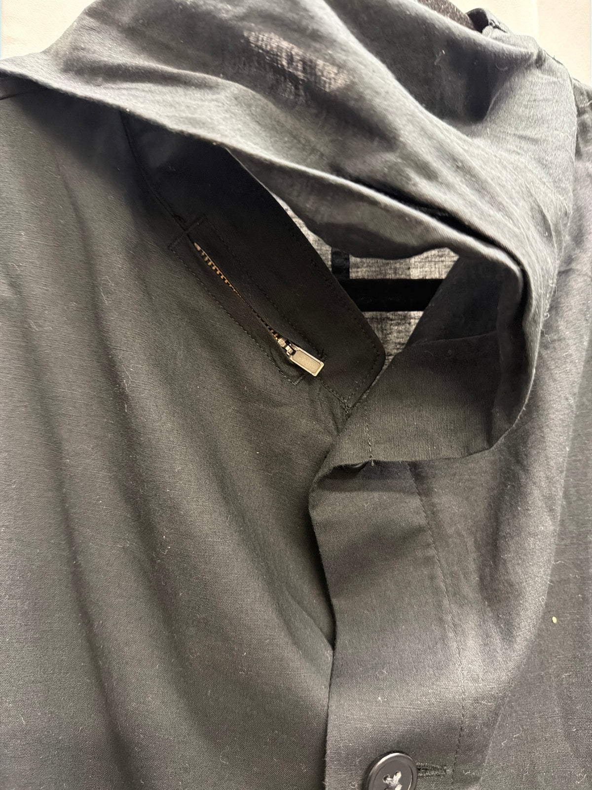 Yohji Yamamoto Pour Homme Attached Scarf Long Shirt Coat (M)