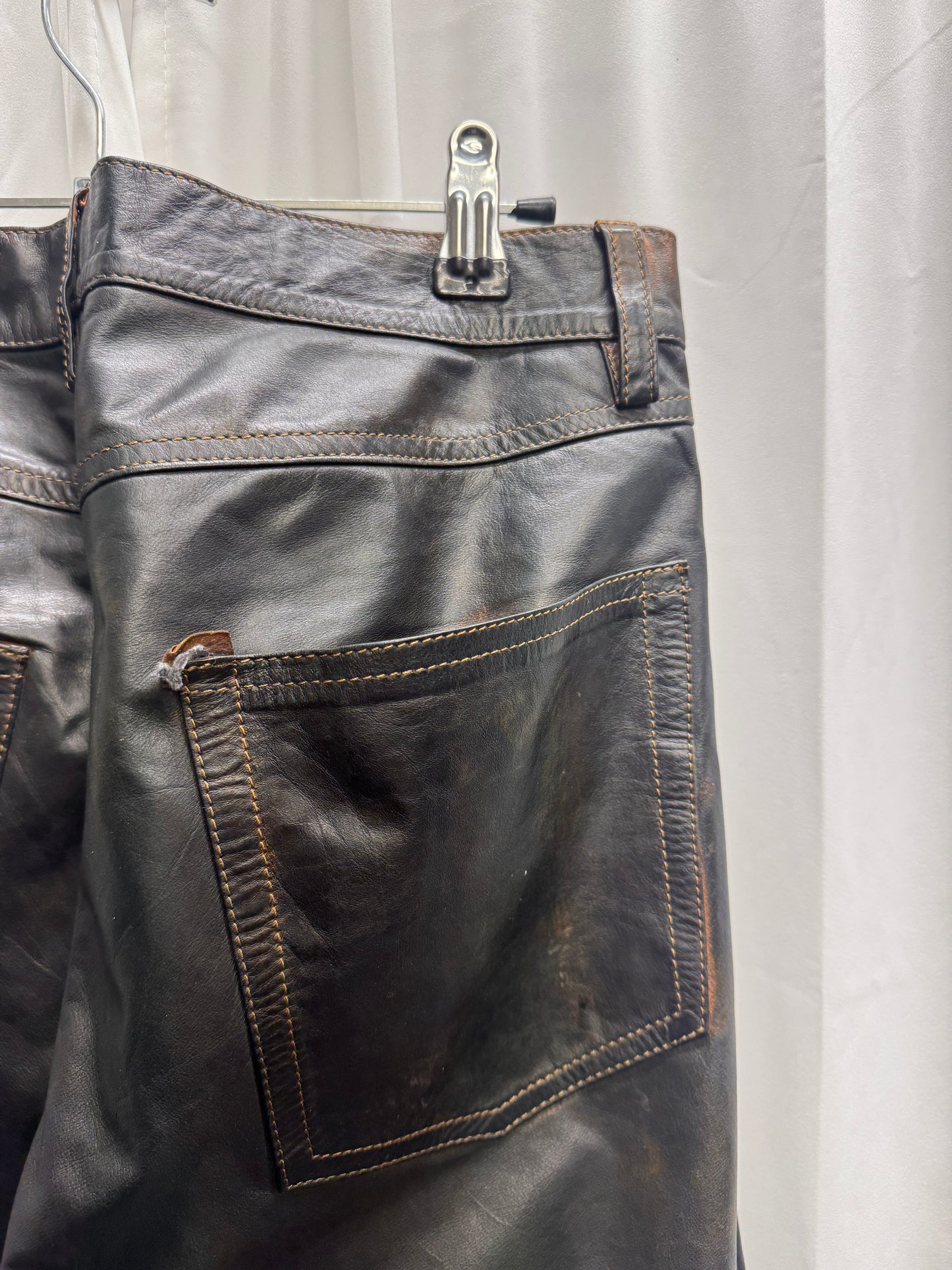 Dries Van Noten early-2000s black leather trousers