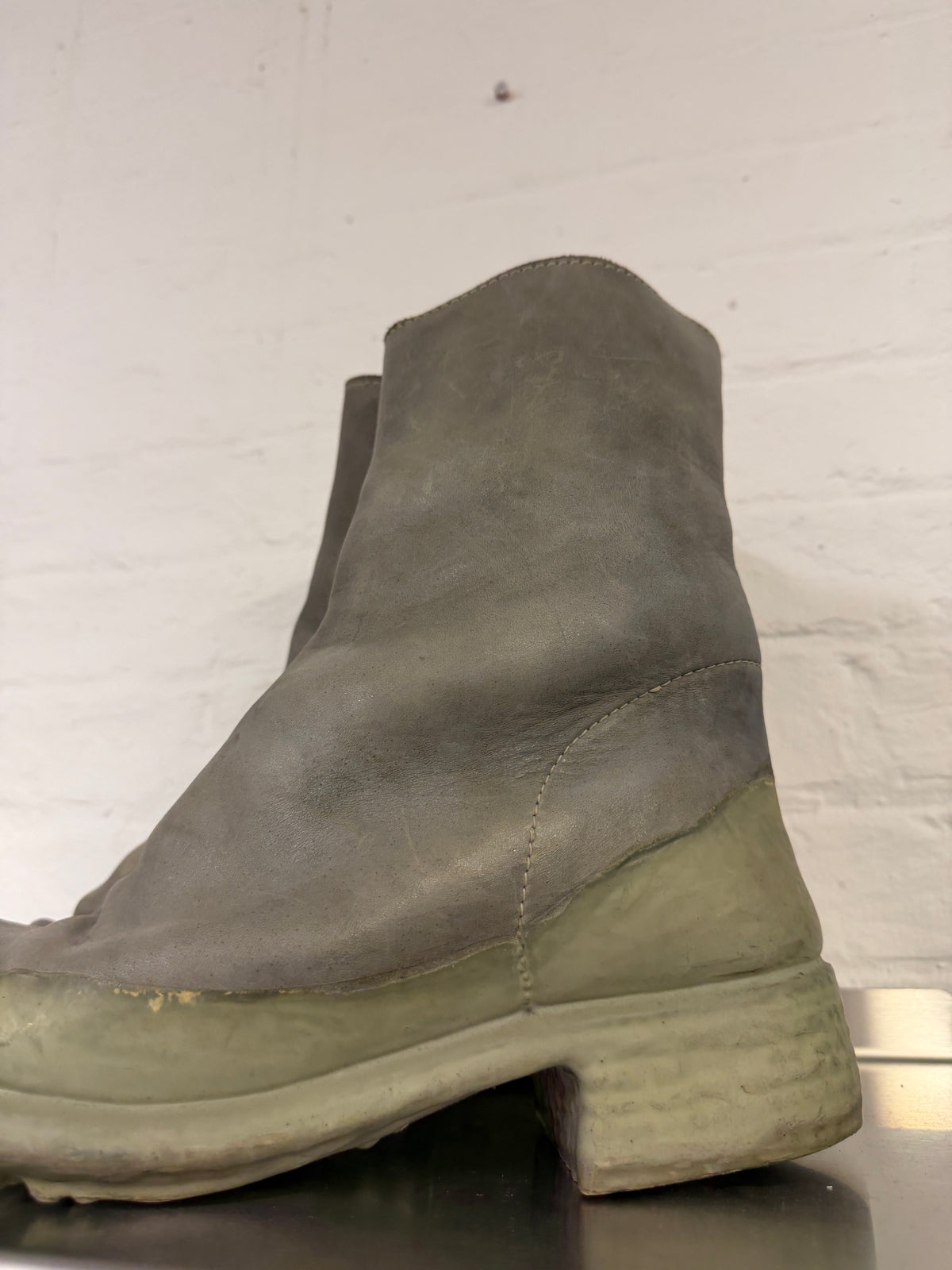 Carol Christian Poell Reverse Leather Side Zip Drip Boots (43)