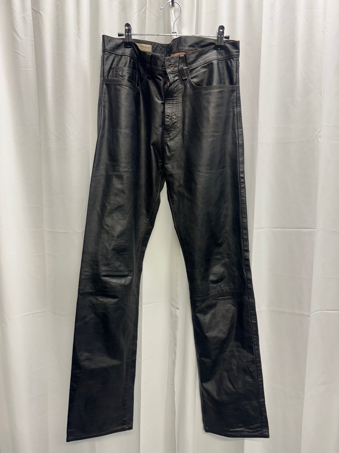 Dries Van Noten early-2000s black leather trousers