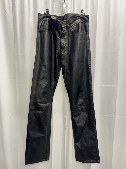 Dries Van Noten early-2000s black leather trousers