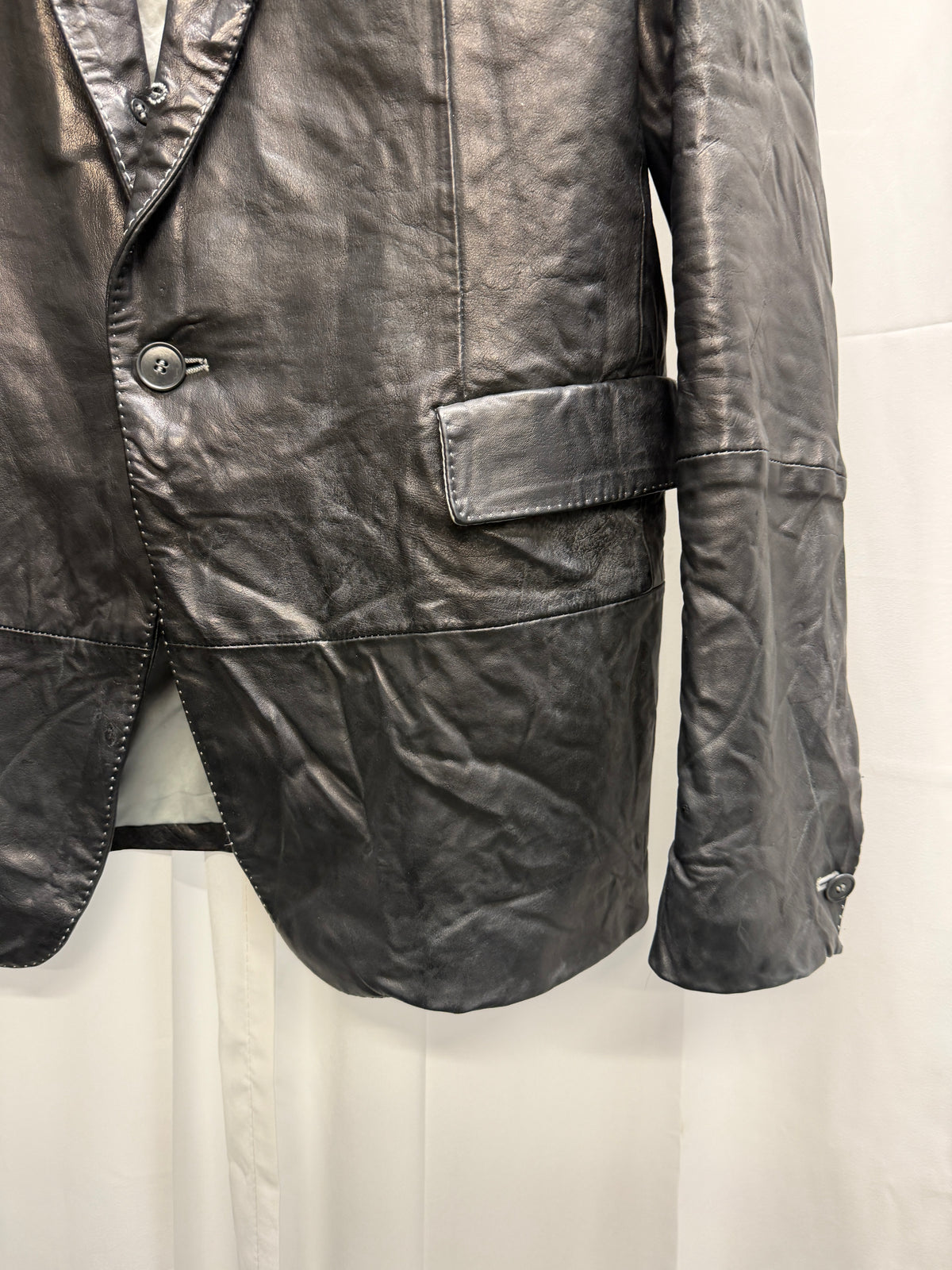 Carol Christian Poell SS06 Male U-Turn LM-2113/L ZAG-PTC/29 Garment-Dyed Leather Scarstitch Blazer (XL)