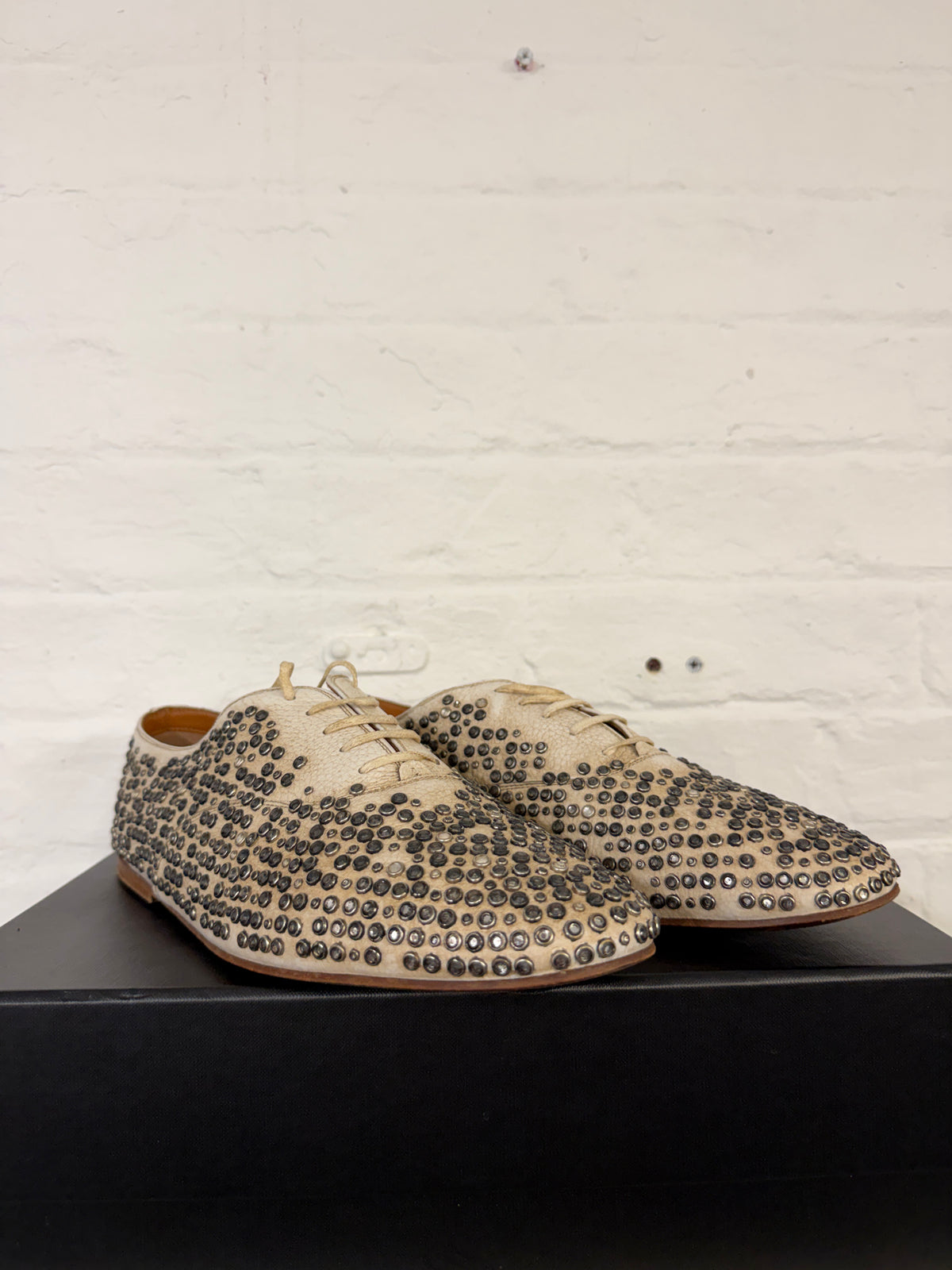 Saint Laurent Paris All Over Studded Leather Derby Shoes (44/45)