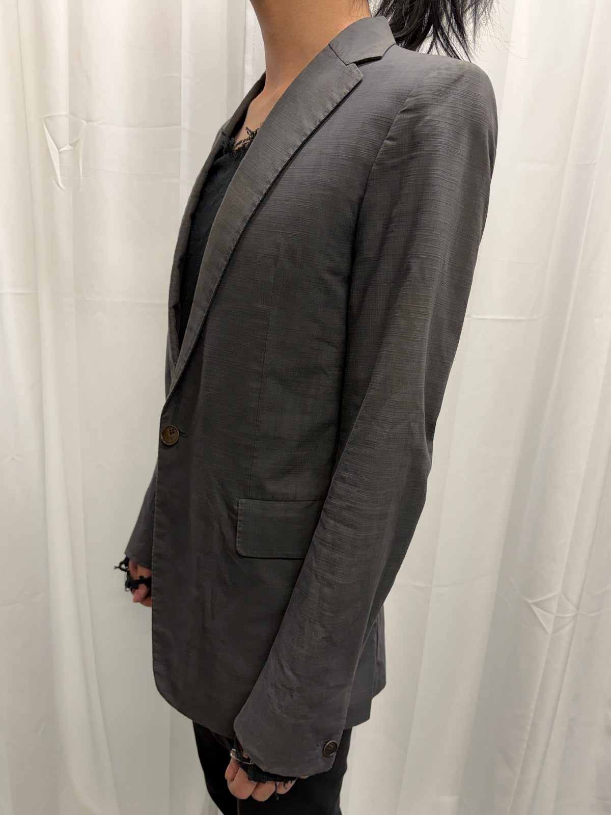 Carol Christian Poell SS06 'GM/2098 ORDER/109' Yellow Overlock Stitch Single Button Blazer (S)