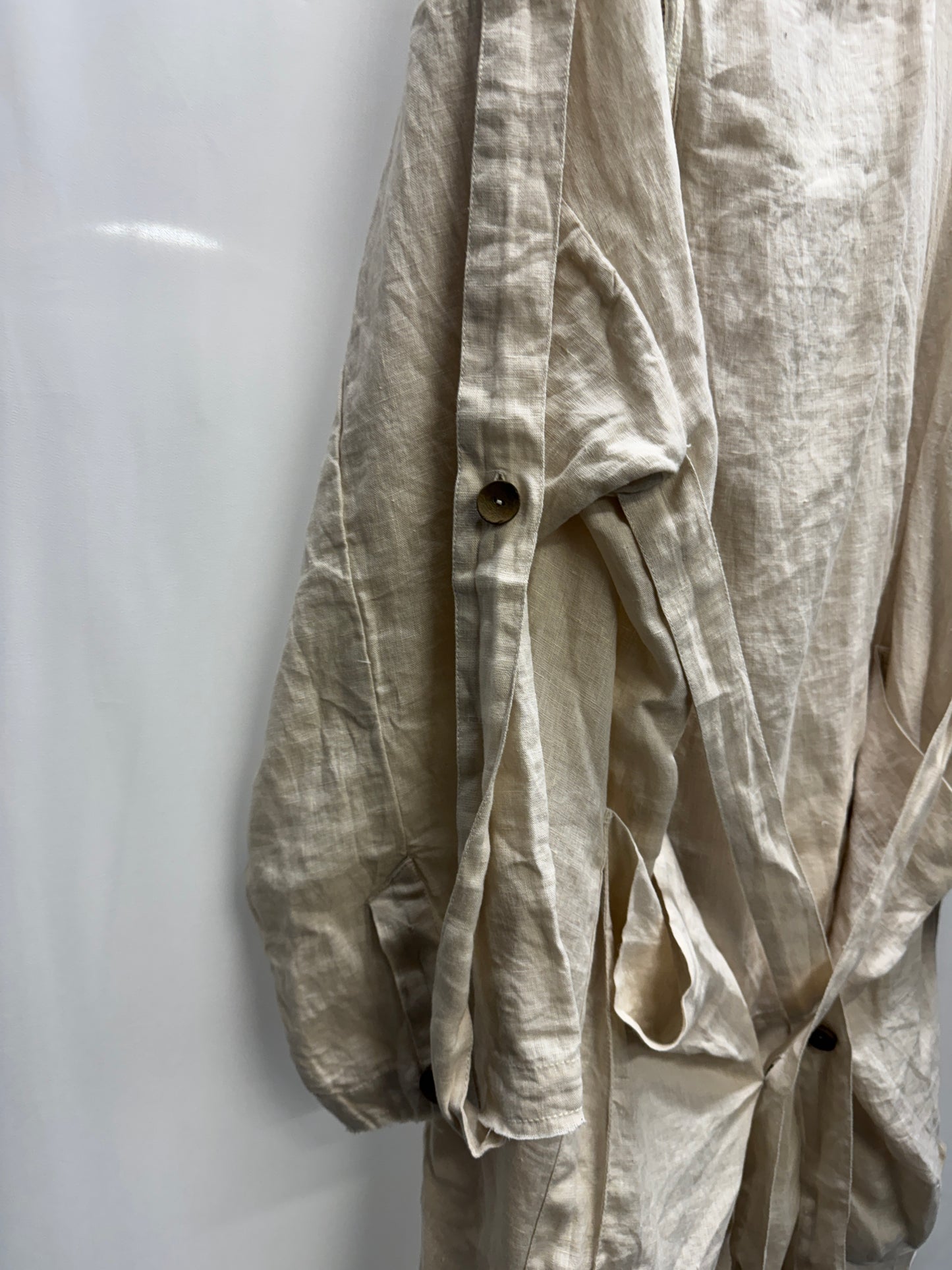 Barbara I Gongini Harness Bondage Asymmetrical Hooded Linen Coat