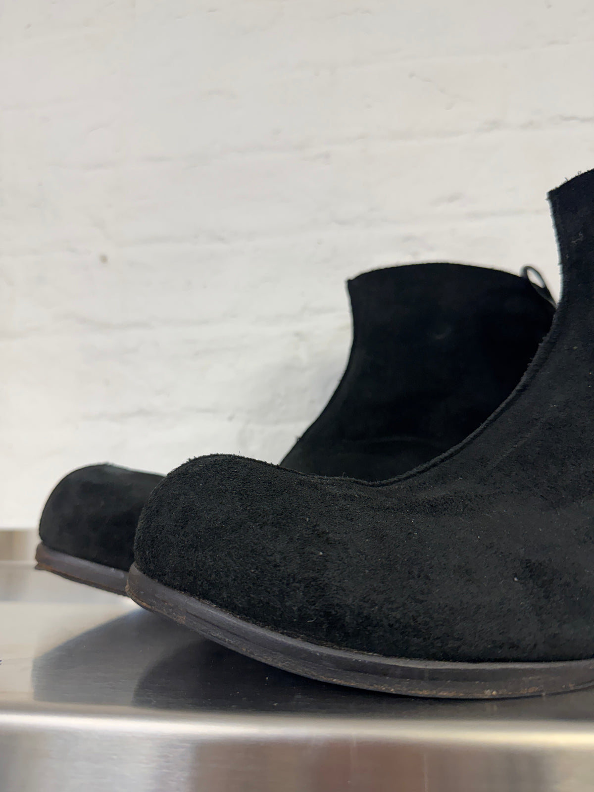 Carpe Diem Suede Backlace Curve Toe Boots