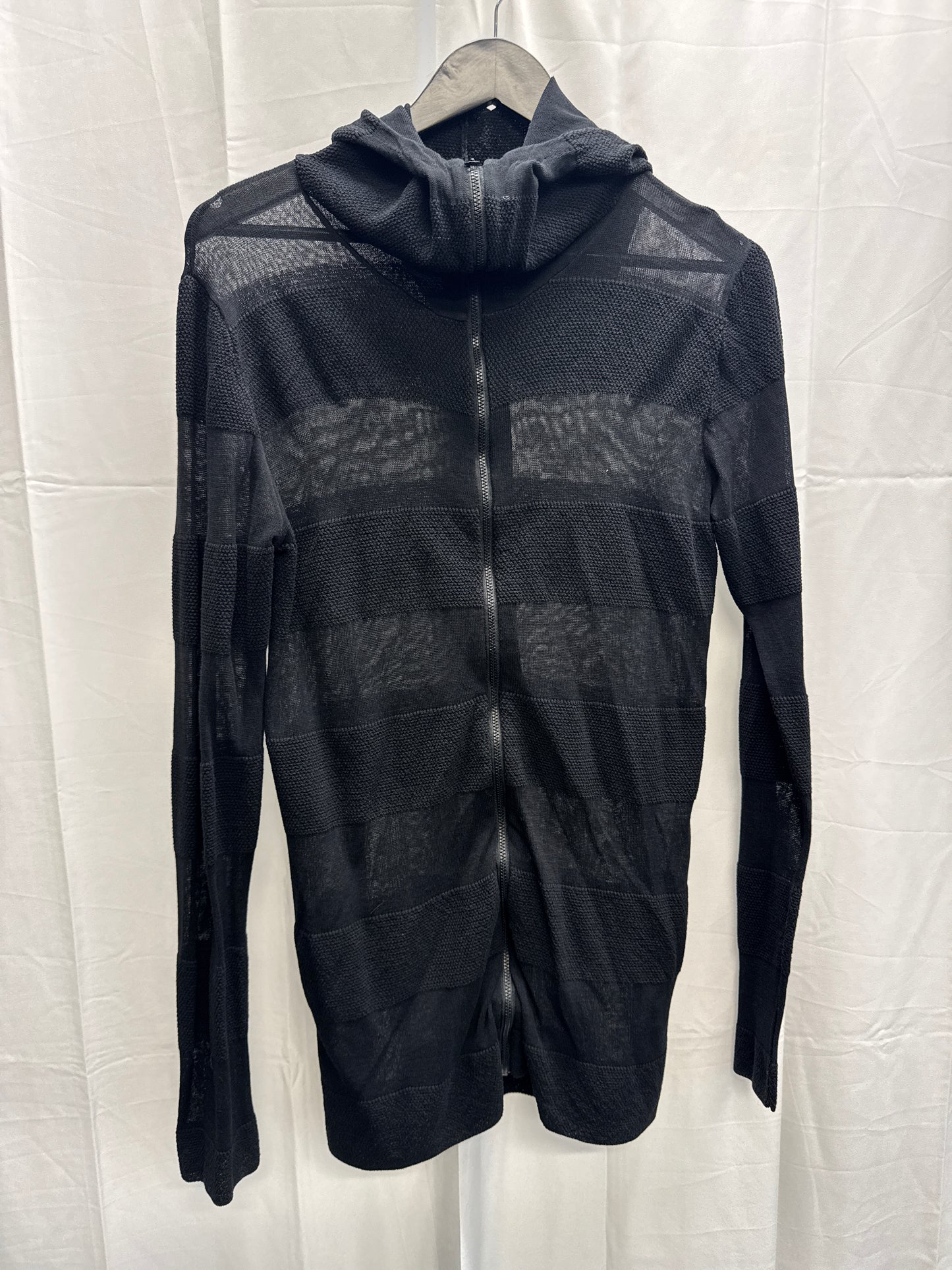 civarize high collar semi sheer stripe hoodie