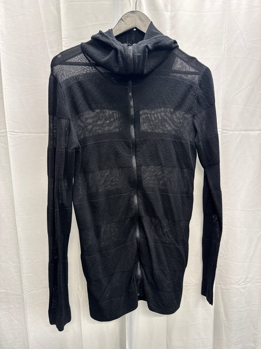 civarize high collar semi sheer stripe hoodie