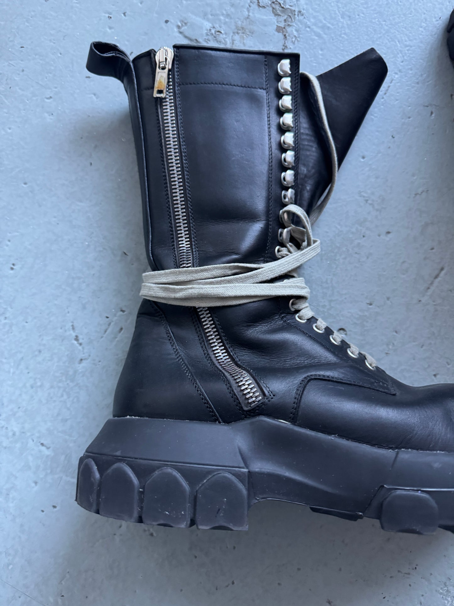 rick owens high double zip bozo boots