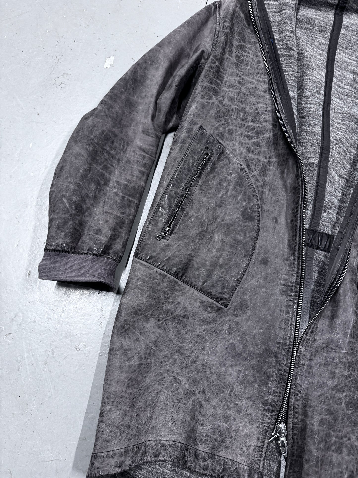 Isaac Sellam Full Zip Textured Leather Coat