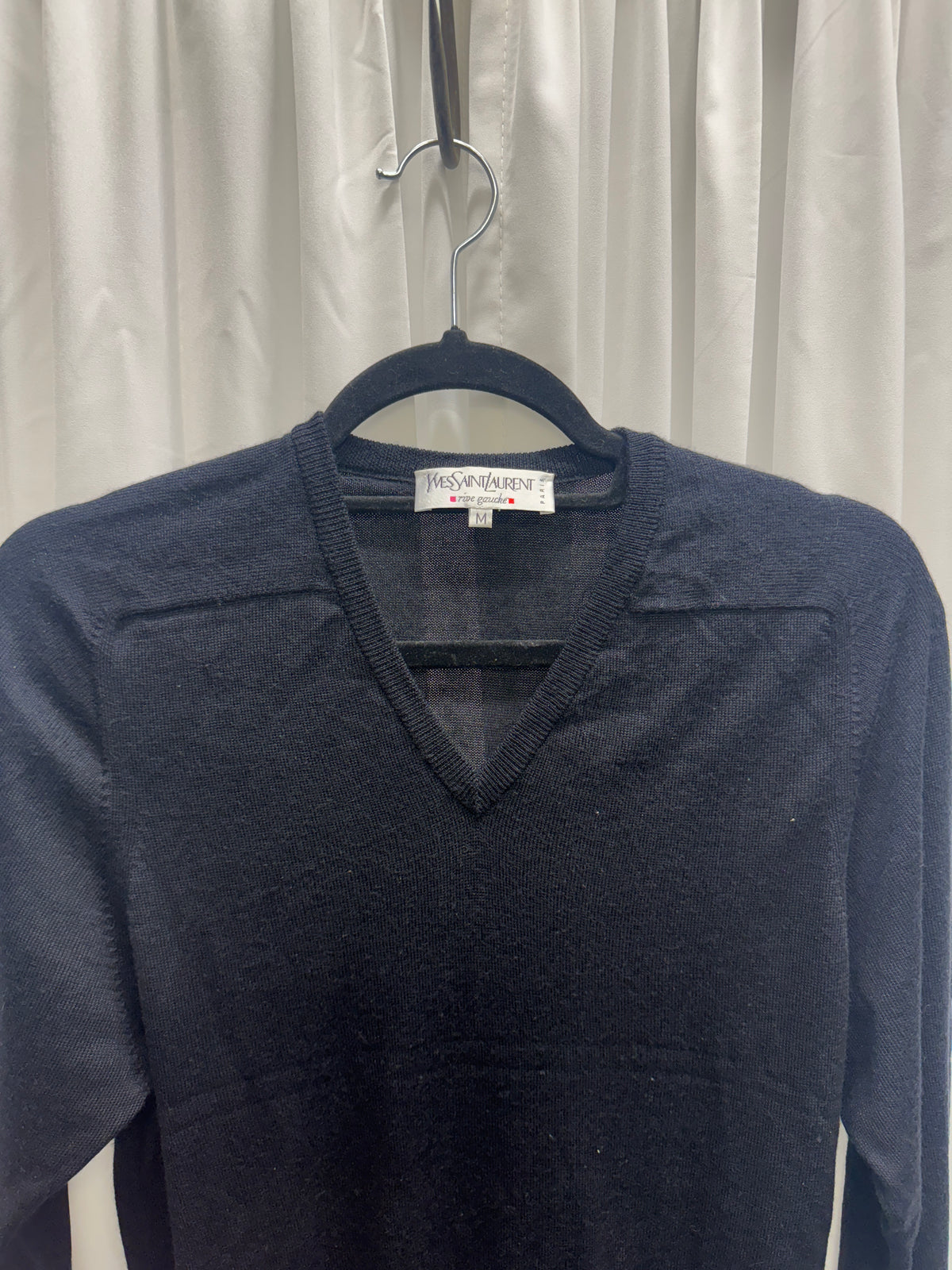 YSL Rive Gauche - 00 Hedi Slimane Silk/Cashmere Square Chest Sweater