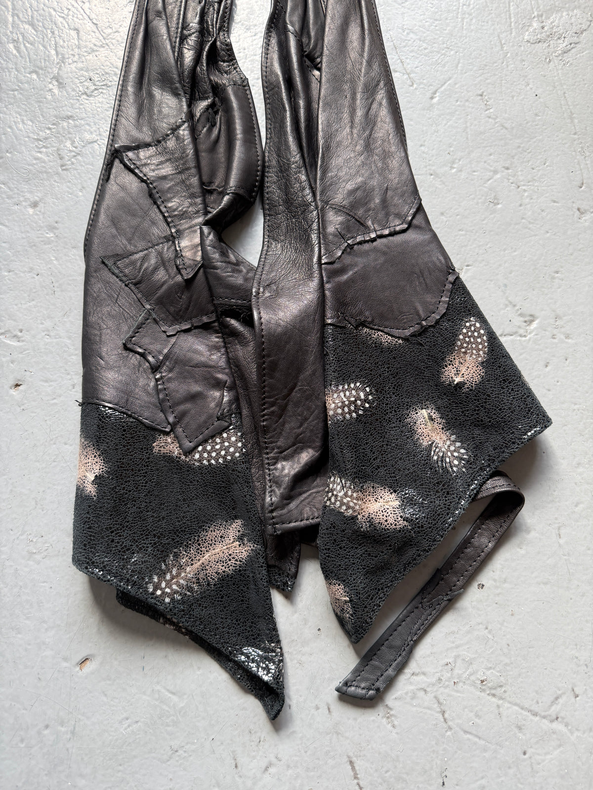 Yasuyuki Ishii Resinated Feather Patched Leather Vest