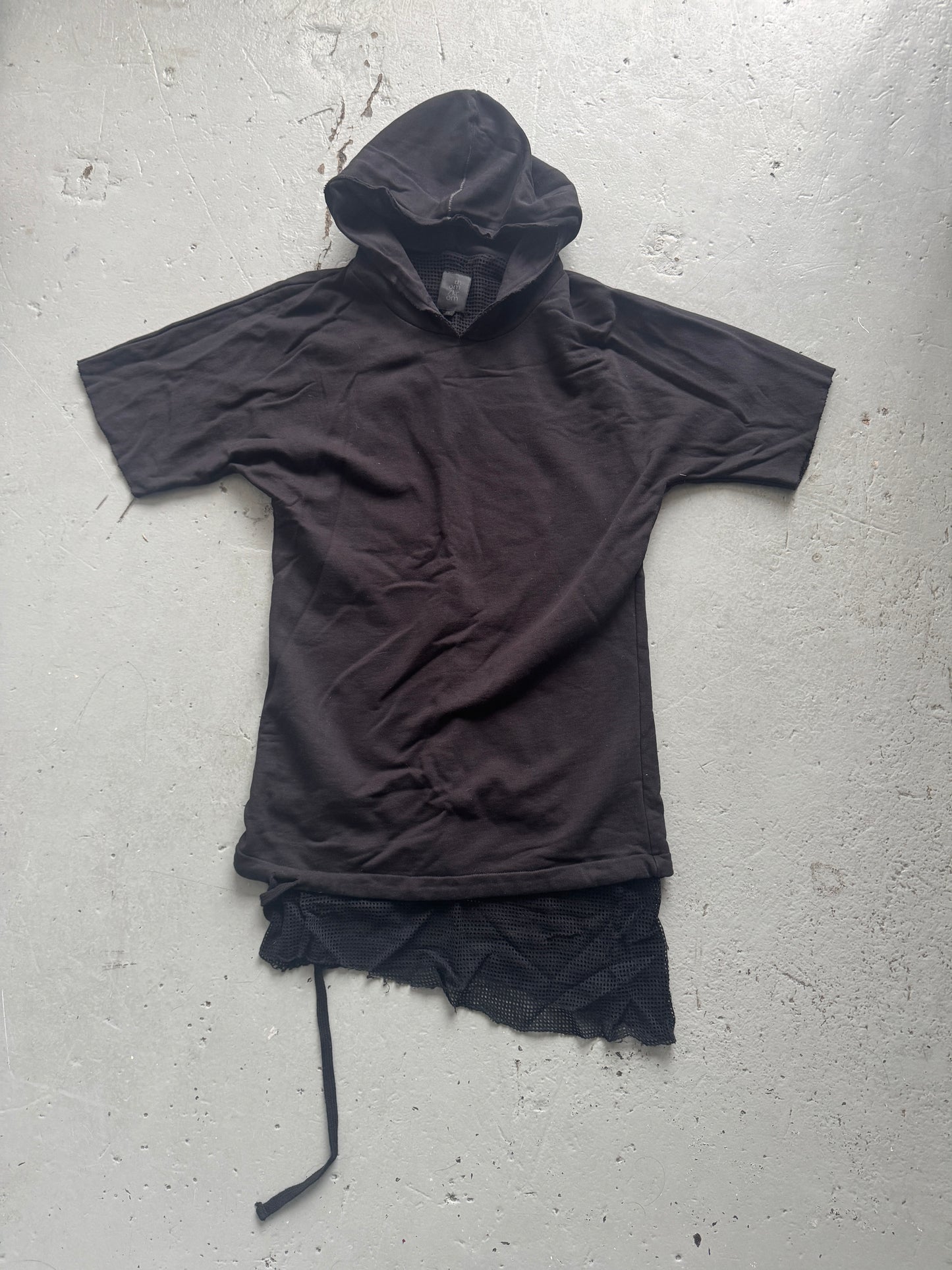 thom krom overlock layered short sleeve hoodie