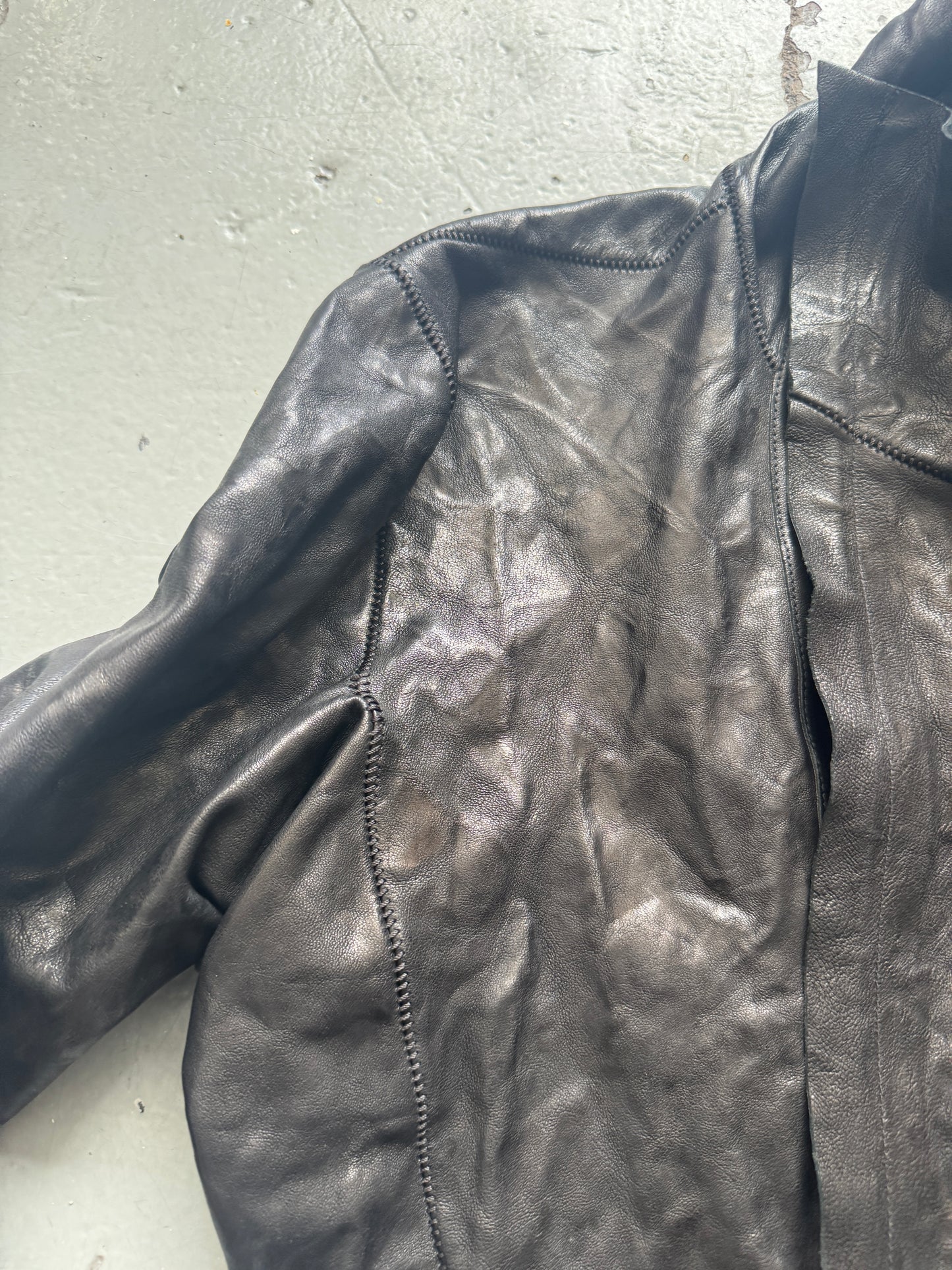 isaac sellam spine and elbow staple leather jacket