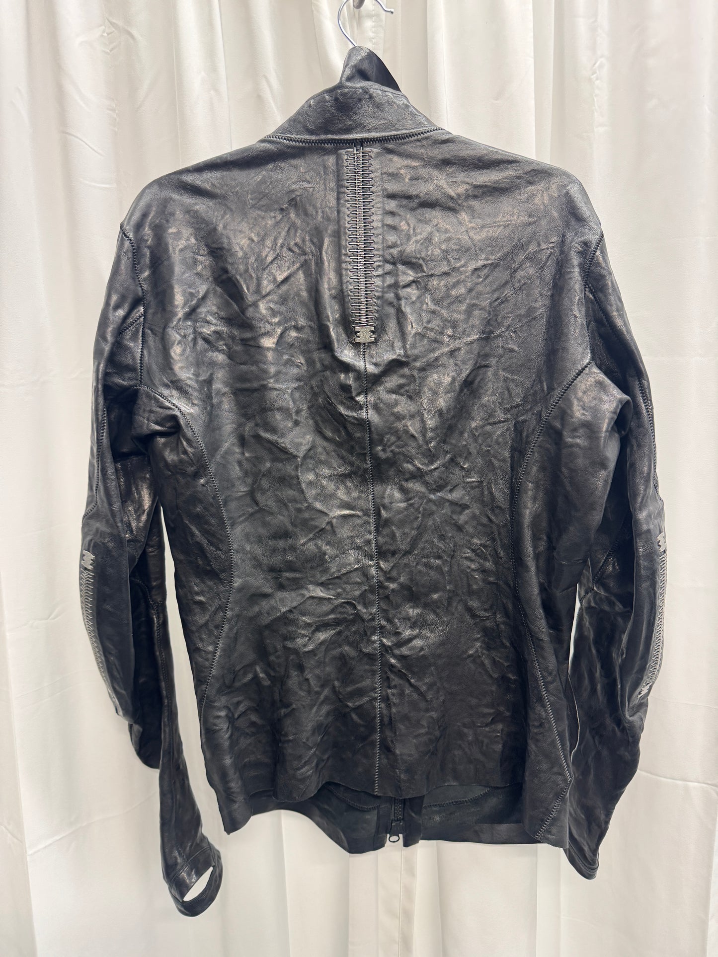 Isaac Sellam Experience Spine + Elbow Thumbholed High Neck Leather Jacket