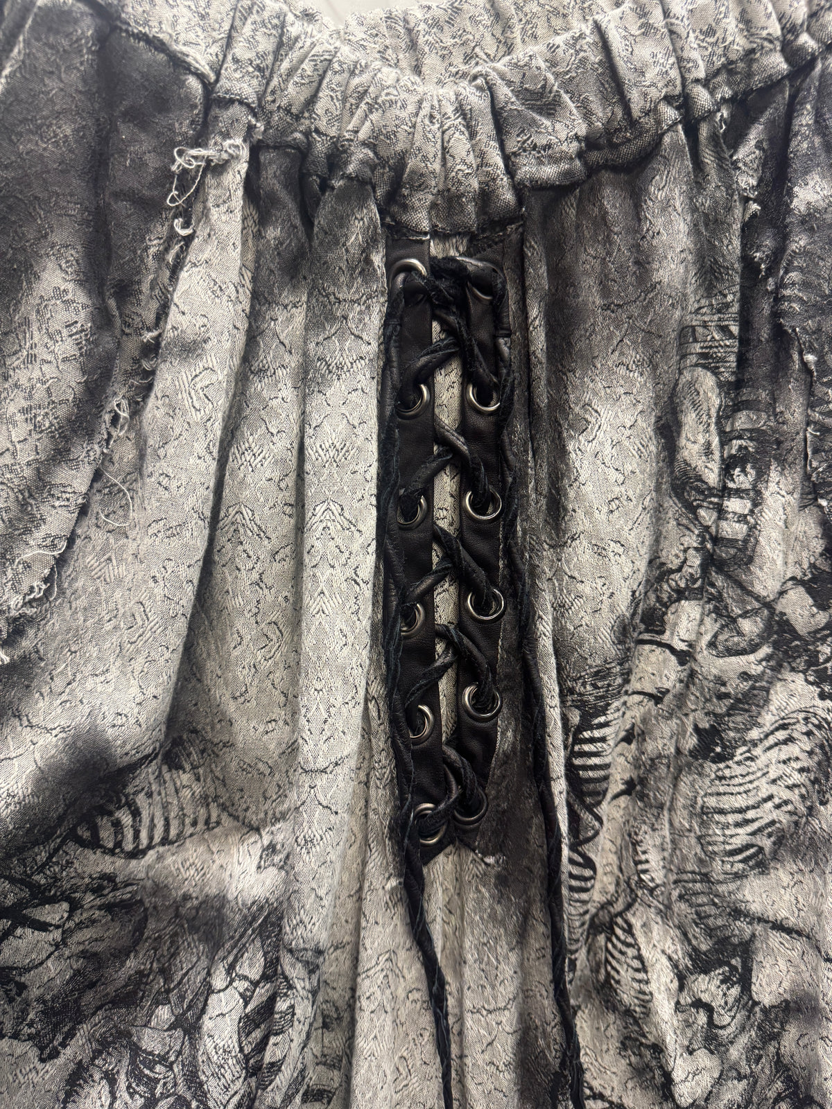 TT Shohei Takamiya Leather + Cotton skeleton layered trousers