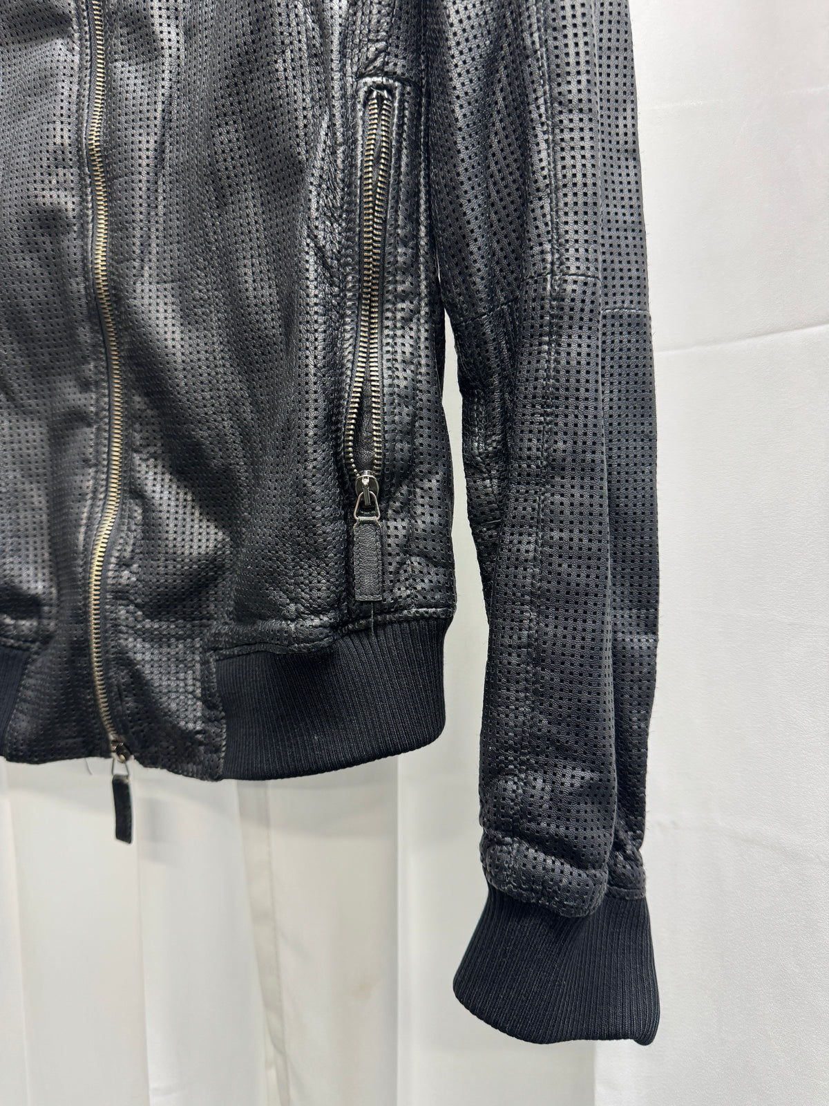 Emporio Armani SS09 Laser Perforated Lambskin Bomber Jacket