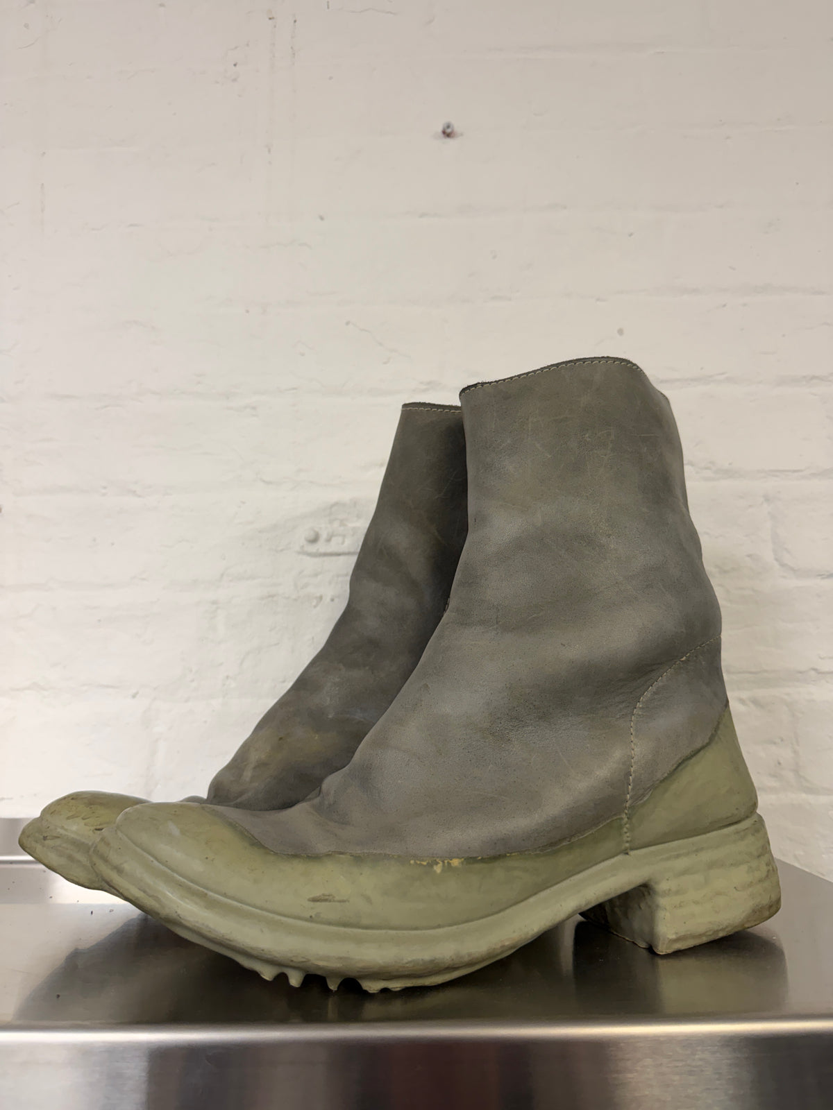 Carol Christian Poell Reverse Leather Side Zip Drip Boots (43)