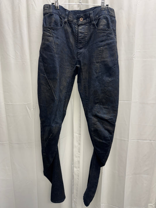 D.Hygen Twist Cut Overlocked Oil Jeans