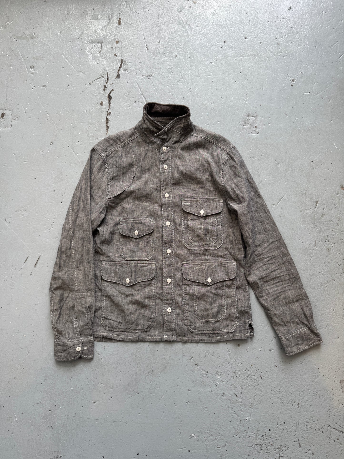 all saints spitalfield wire collar multi pocket shirt
