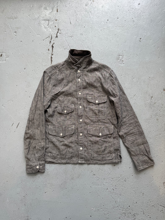 all saints spitalfield wire collar multi pocket shirt