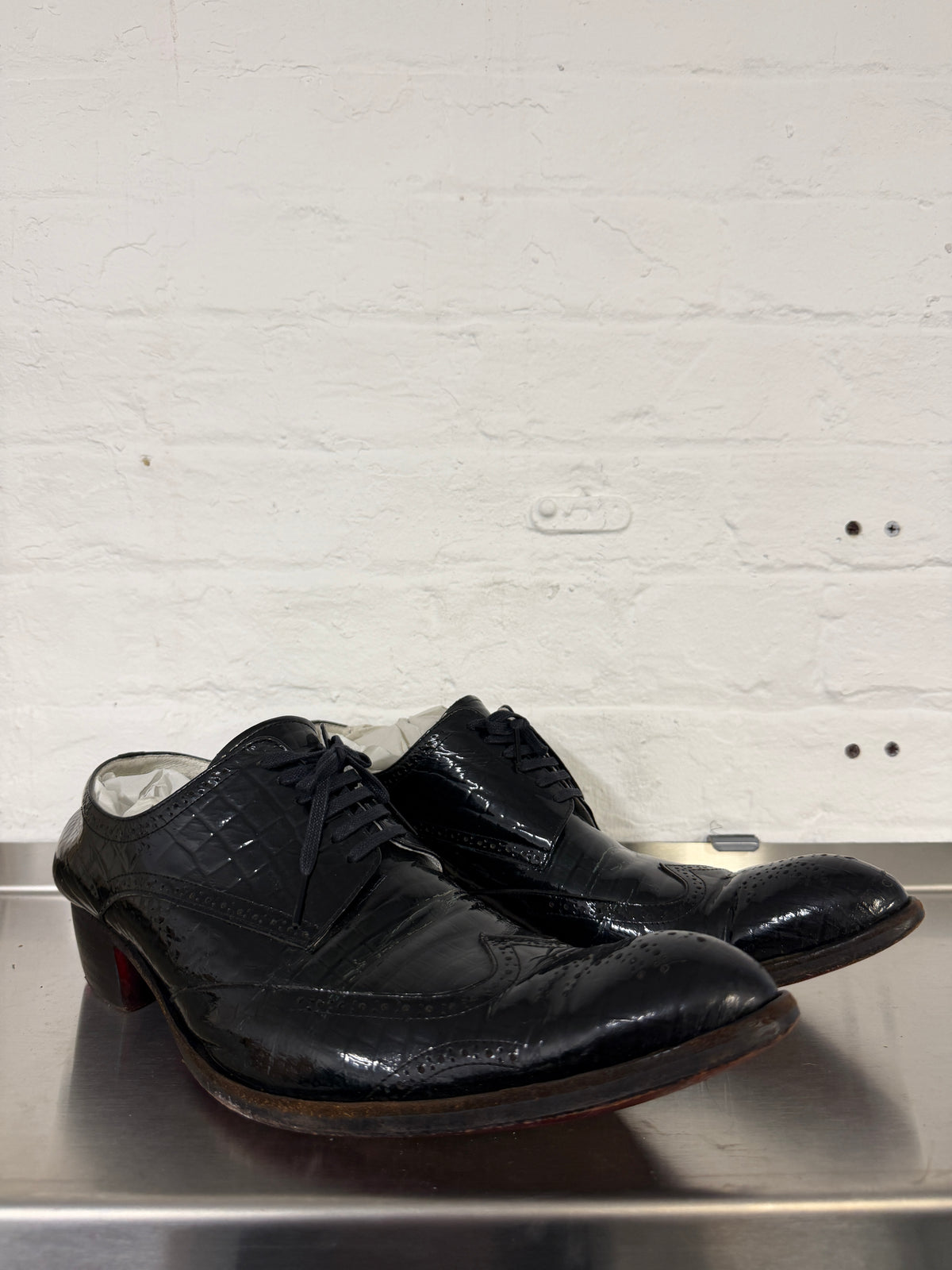 Hiromu Takahara Crocodile-Effect Derby Shoes