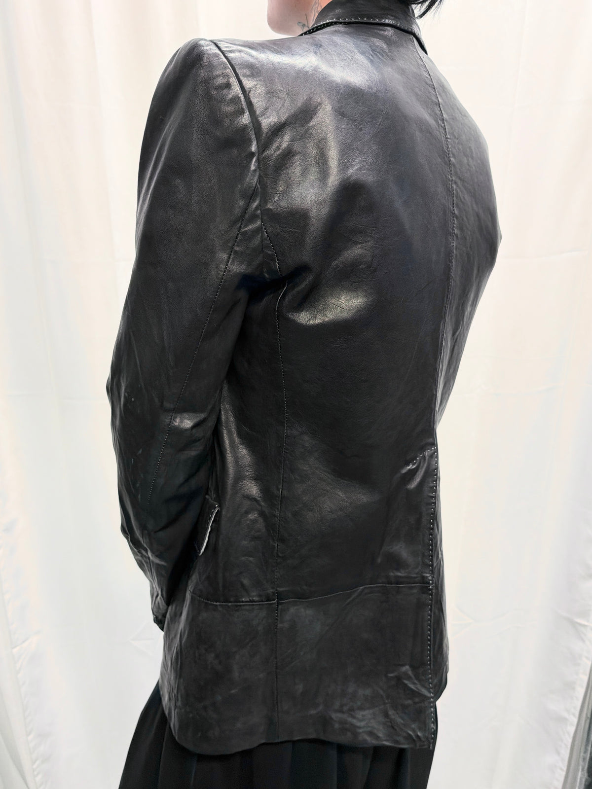 Carol Christian Poell SS06 Male U-Turn LM-2113/L ZAG-PTC/29 Garment-Dyed Leather Scarstitch Blazer (XL)