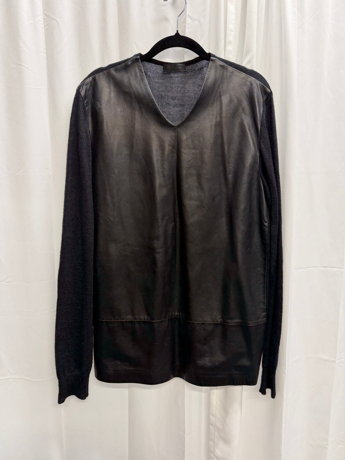 Prada 2009 Leather Front Mohair Knit Sweater (M)