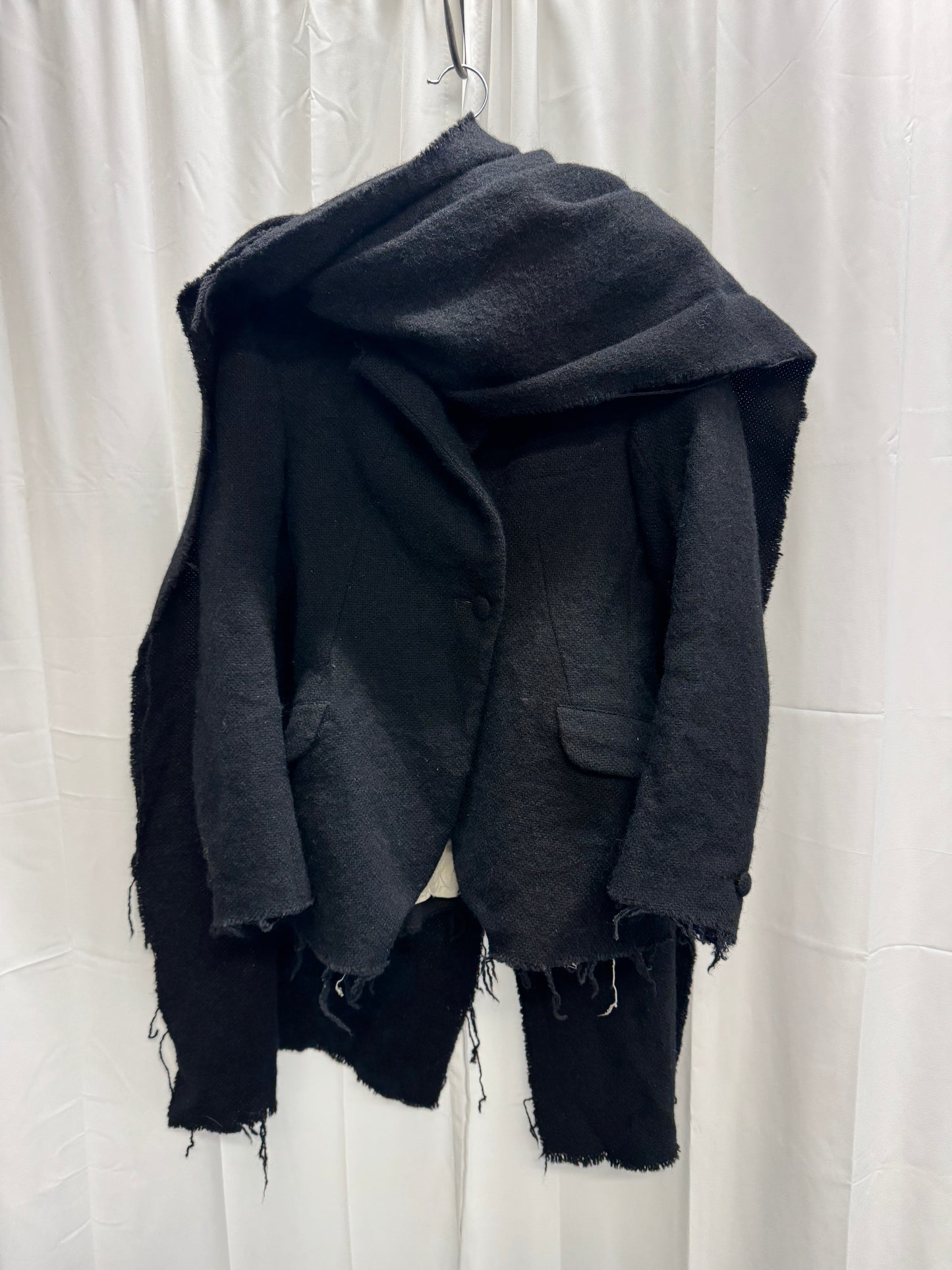 Elena Dawson Raw Wool Scarf Attachment Tailored Blazer