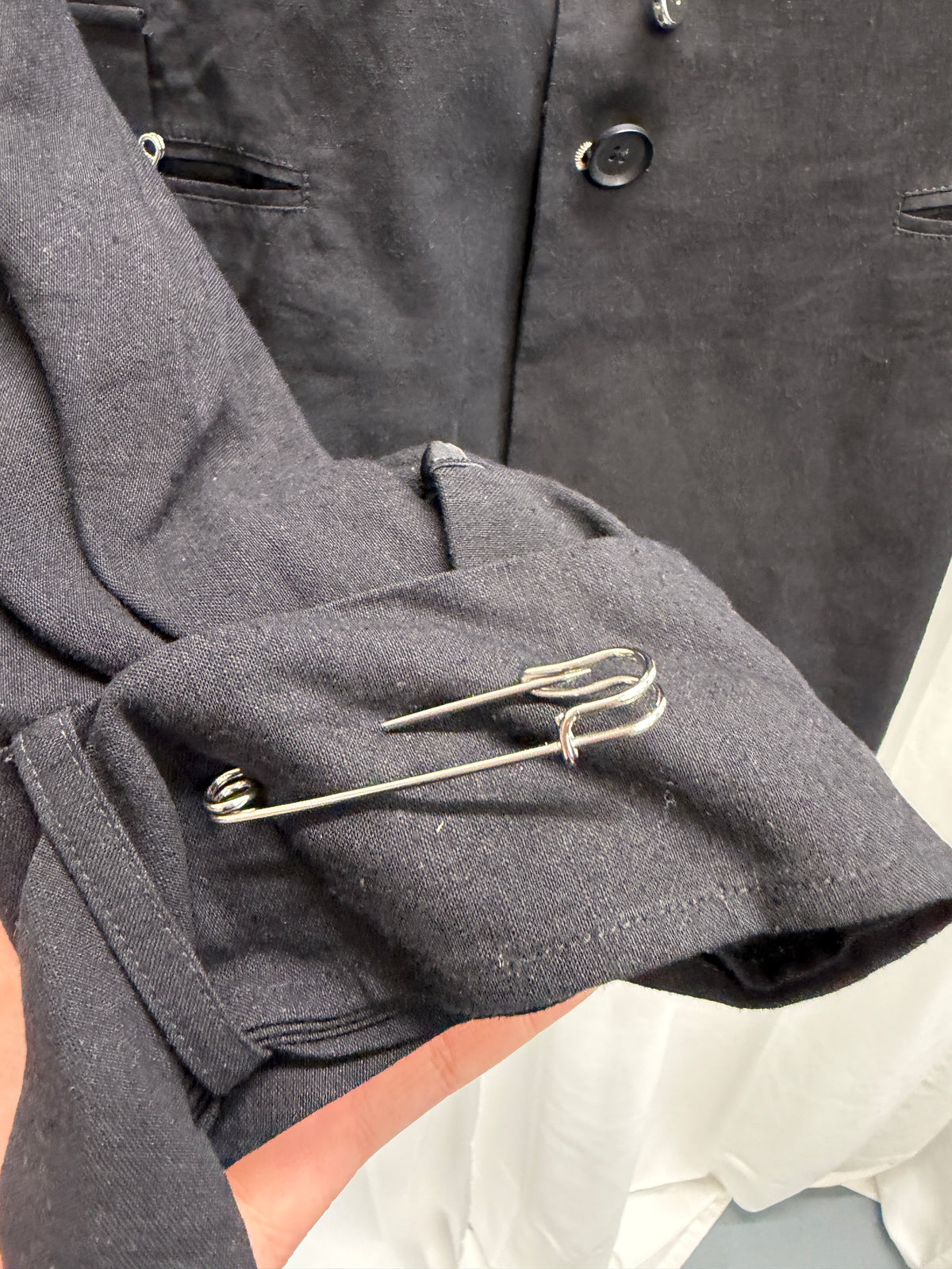 Yohji Yamamoto Pour Homme Cluster Safety Pin Asymmetric Buttoned Blazer (M)