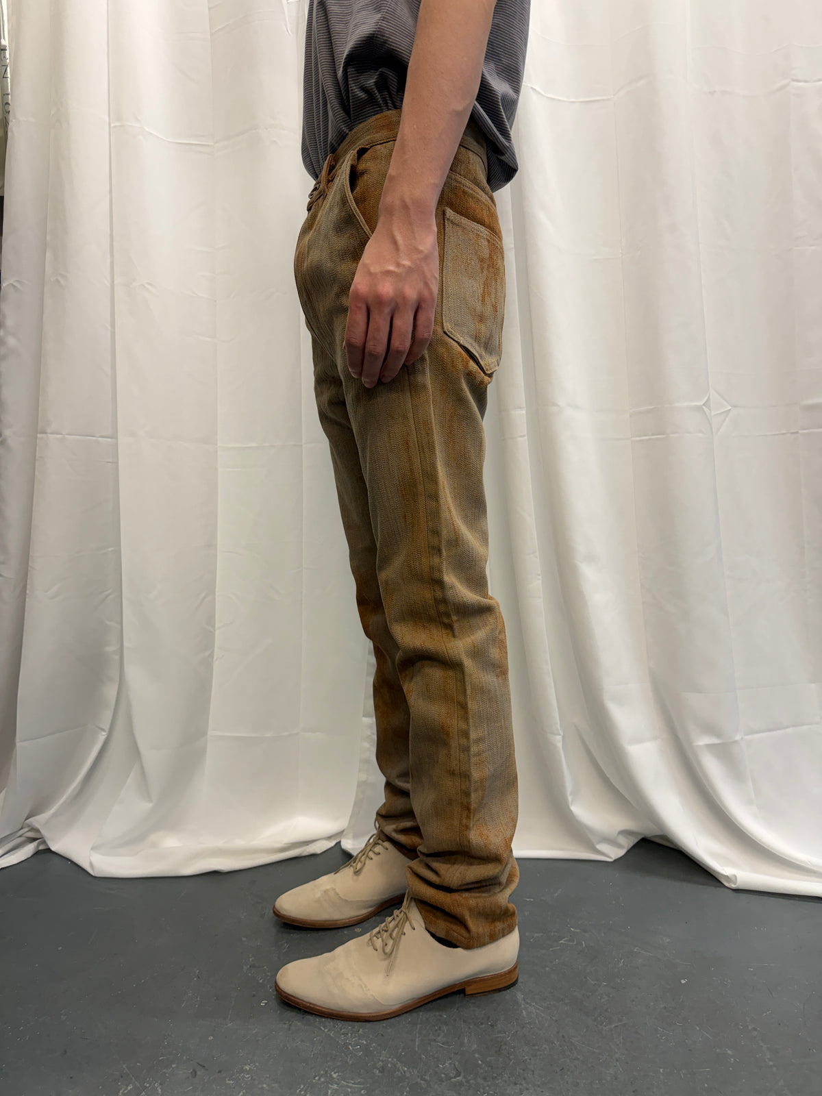 DEEPTI 018-19 D145 Rust Stained Selvedge Denim Trouser