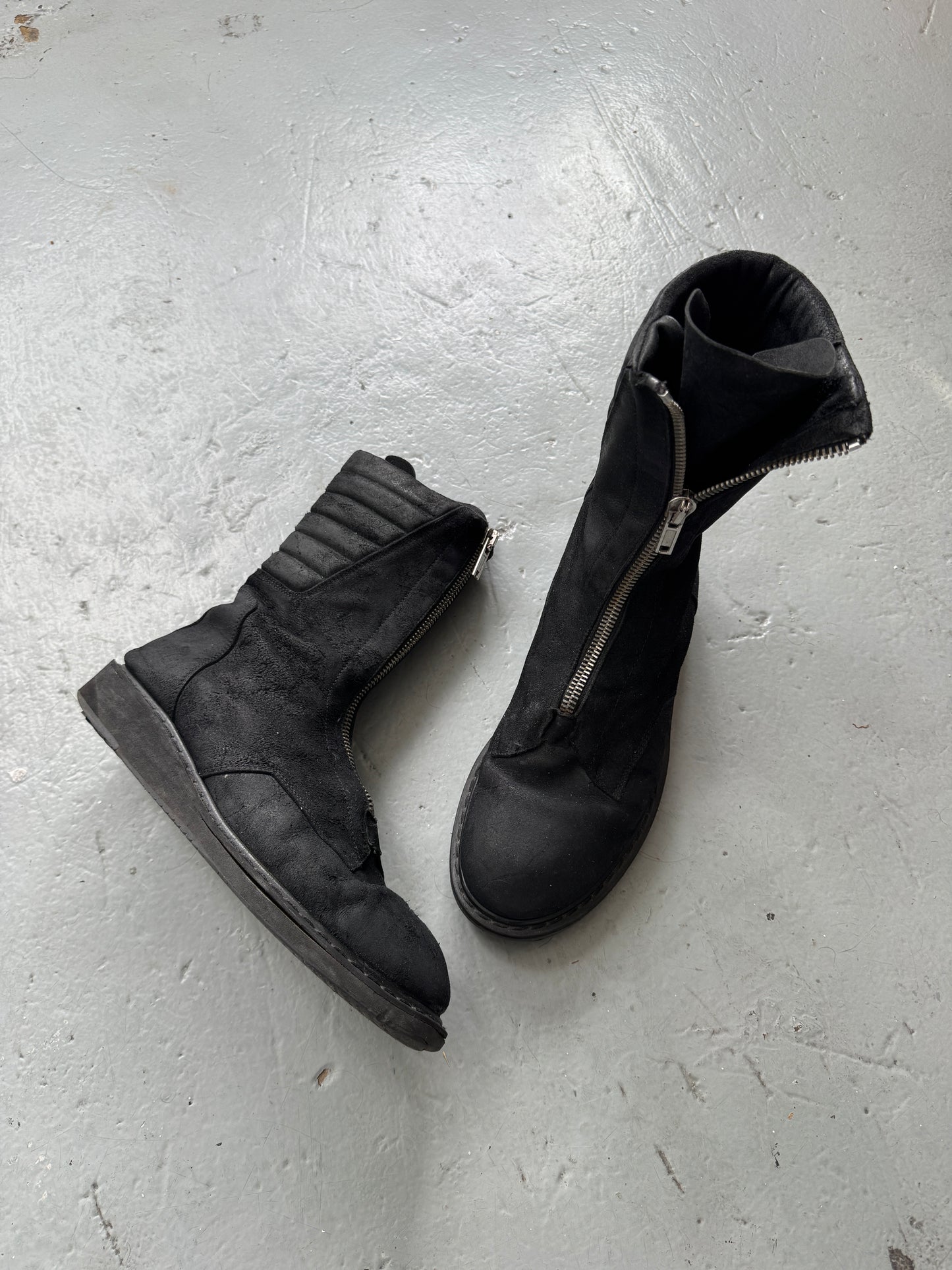 Rick Owens AW11 Limo Blistered Reverse Leather Mohawk Creeper Boot