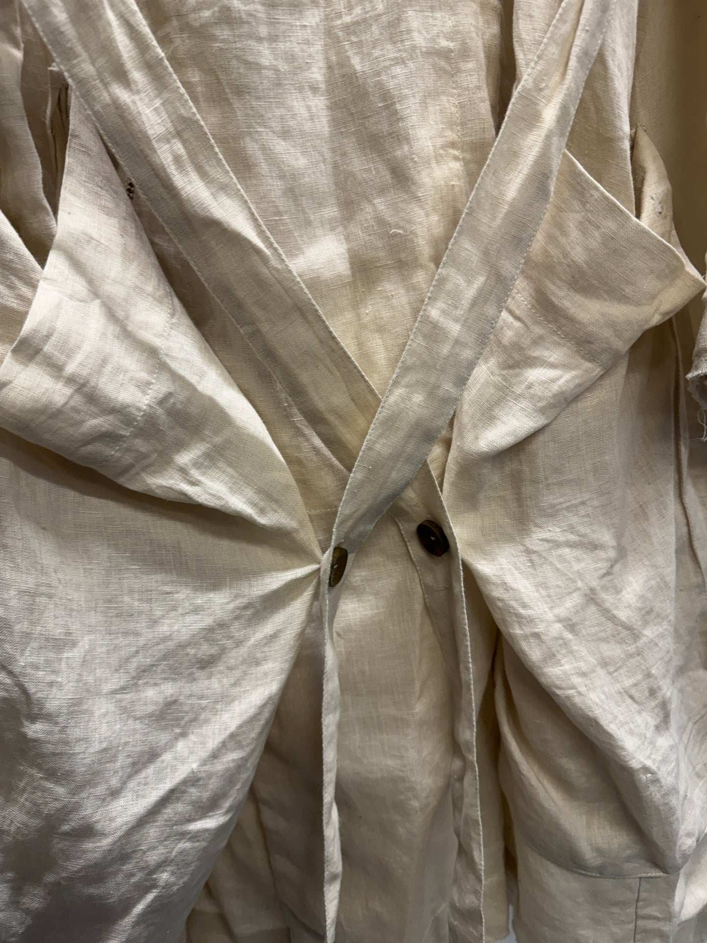 Barbara I Gongini Harness Bondage Asymmetrical Hooded Linen Coat