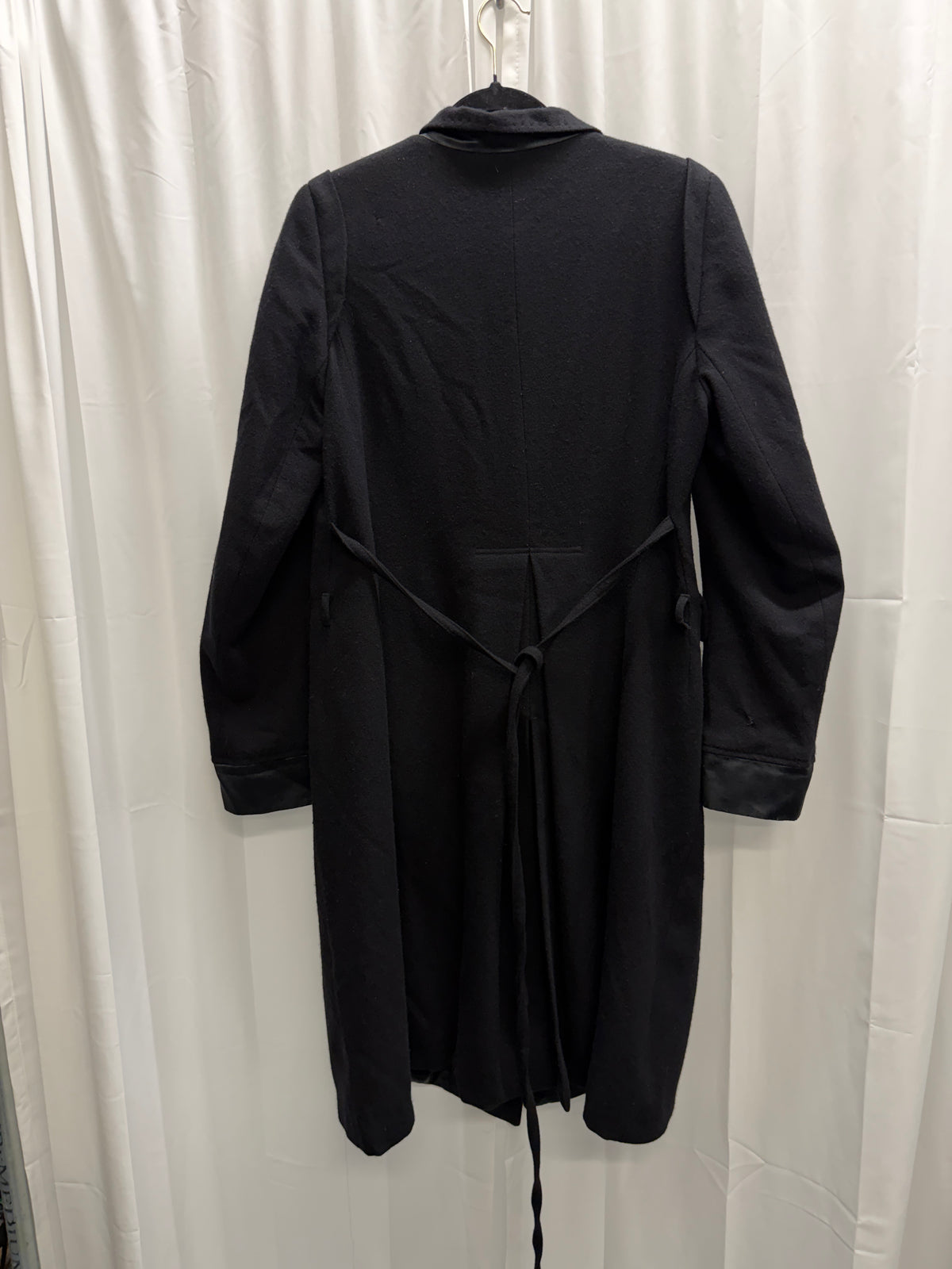 Ann Demeulemeester Early 2000s Satin Trim High Buttoning Wool Coat (S)