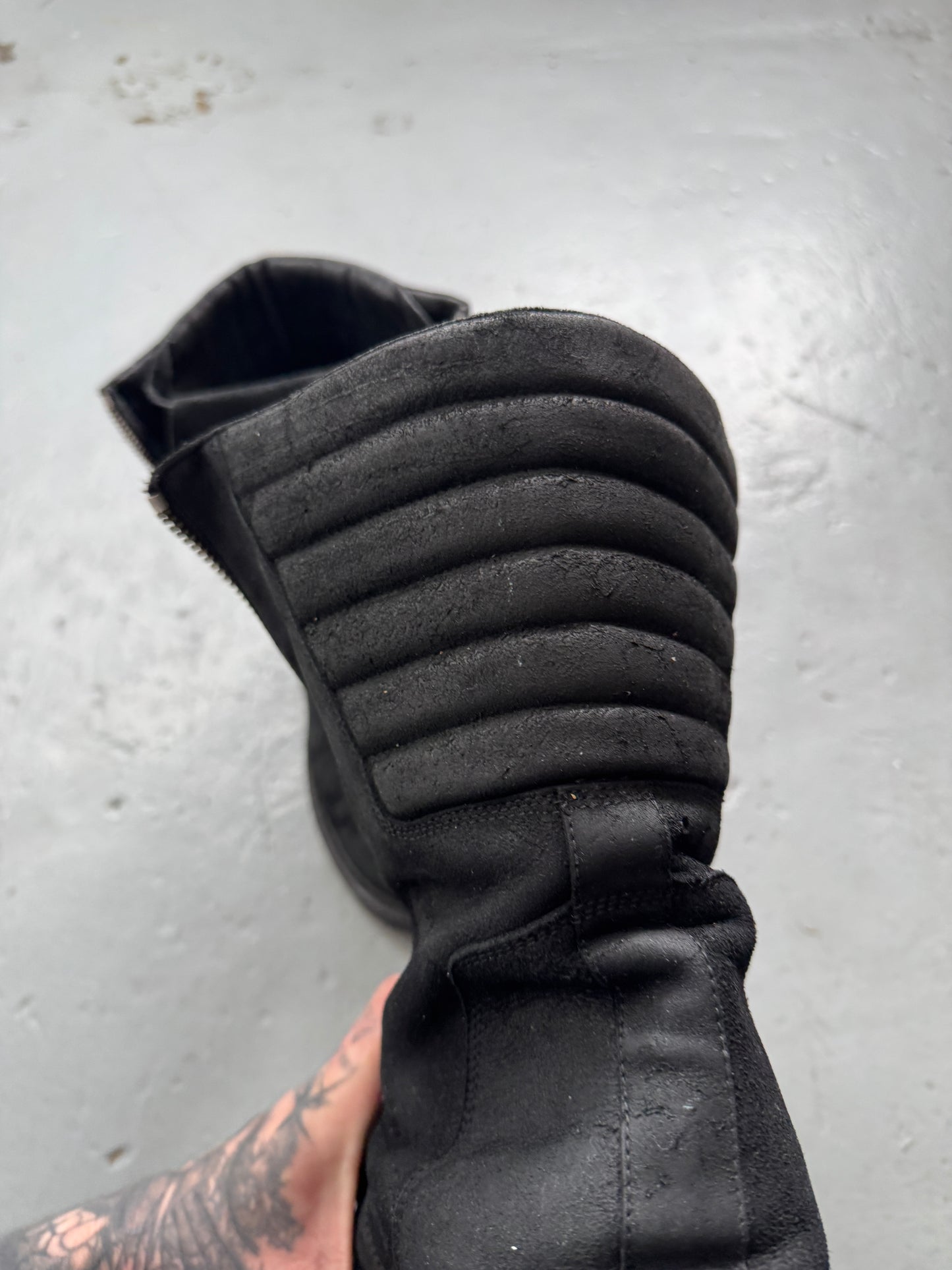 Rick Owens AW11 Limo Blistered Reverse Leather Mohawk Creeper Boot