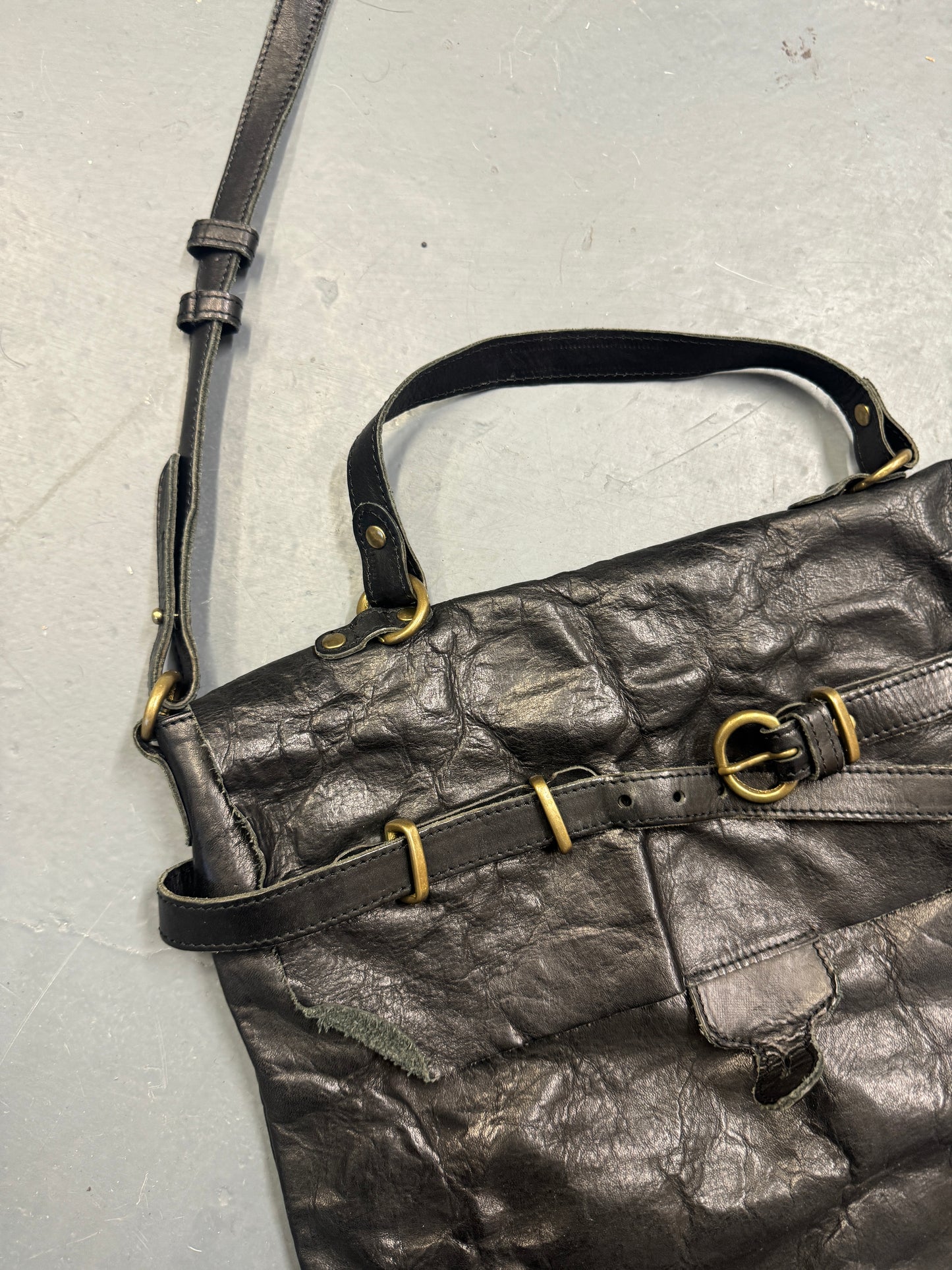share spirit leather flap bag