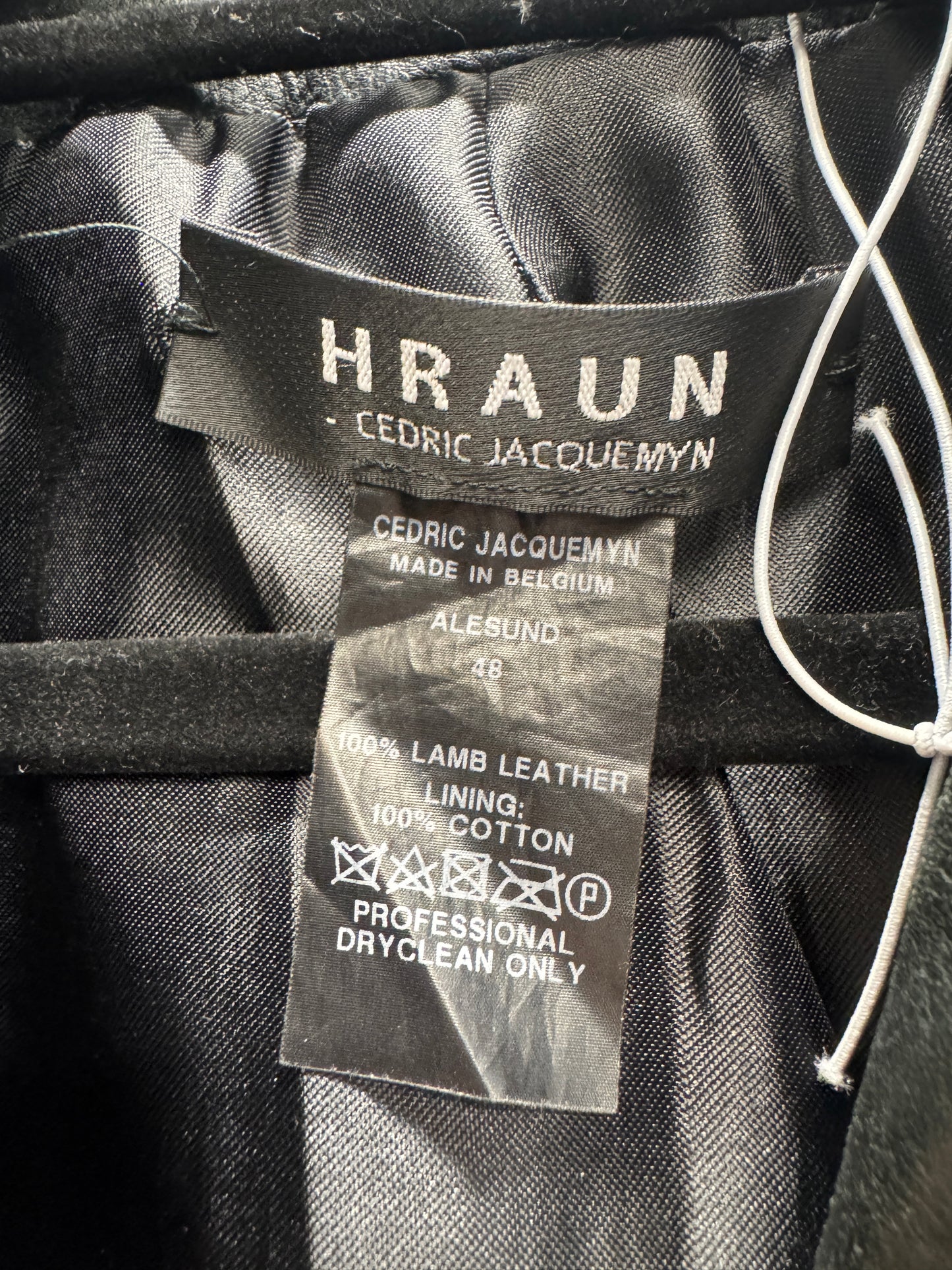 Cedric Jacquemyn hraun textured sheepskin collared leather jacket