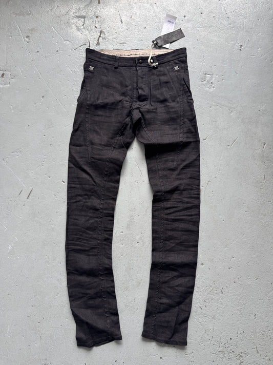 isaac sellam staple stitch metal detail linen twist pants