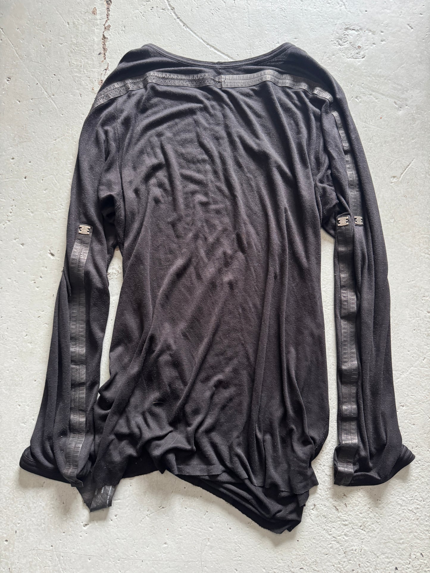 isaac sellam leather strip knit longsleeve M