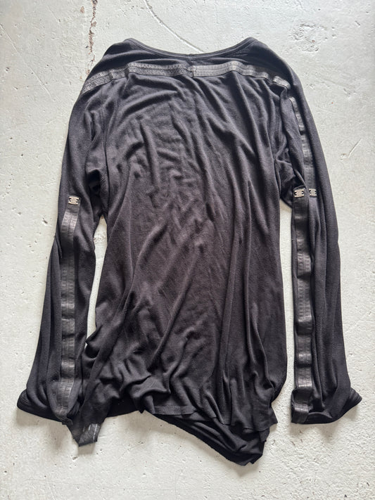 isaac sellam leather strip knit longsleeve M