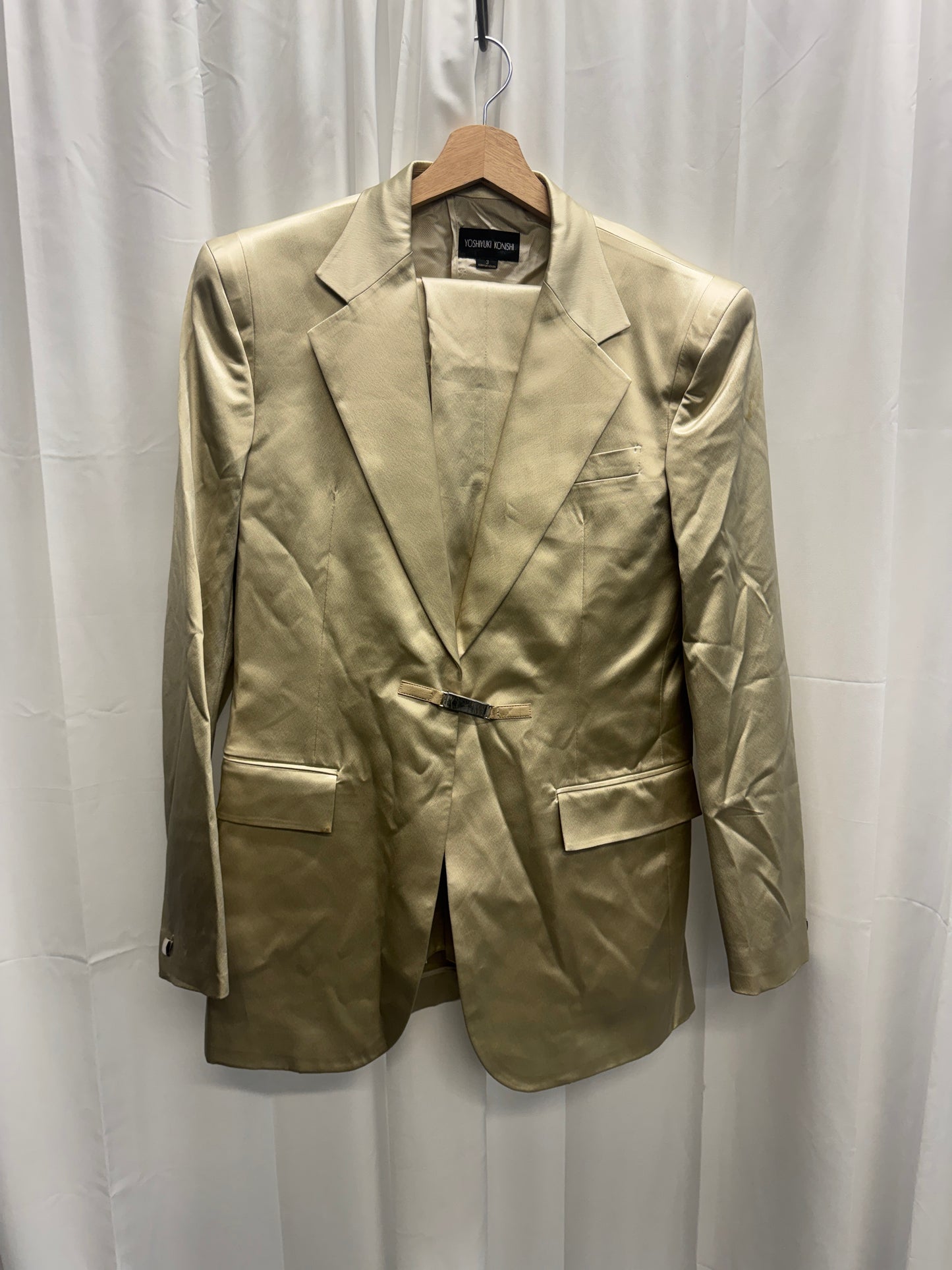 Yoshiyuki Konishi Champagne Metal Clasped Full Suit