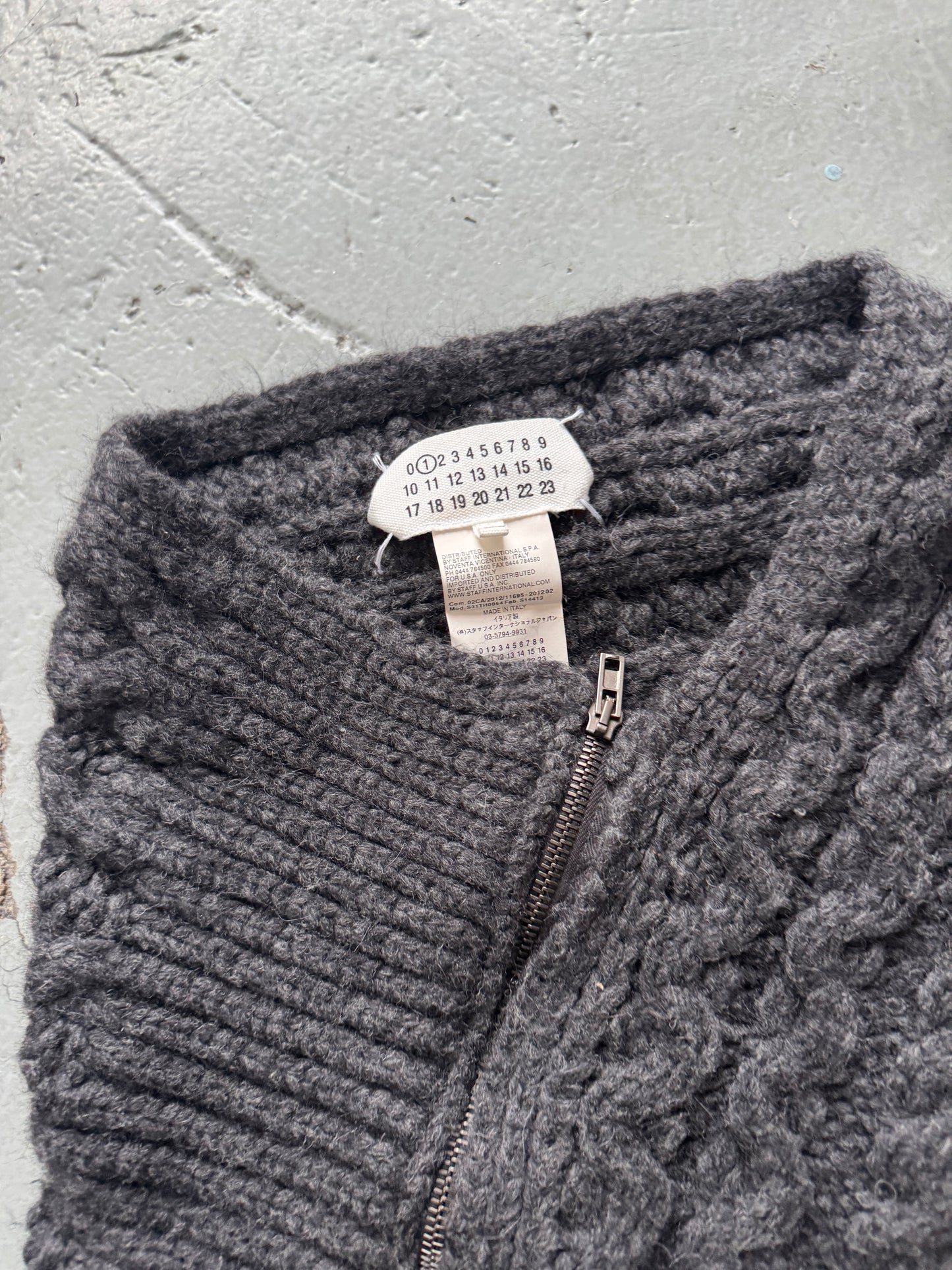 martin margiela twisted zipper knit