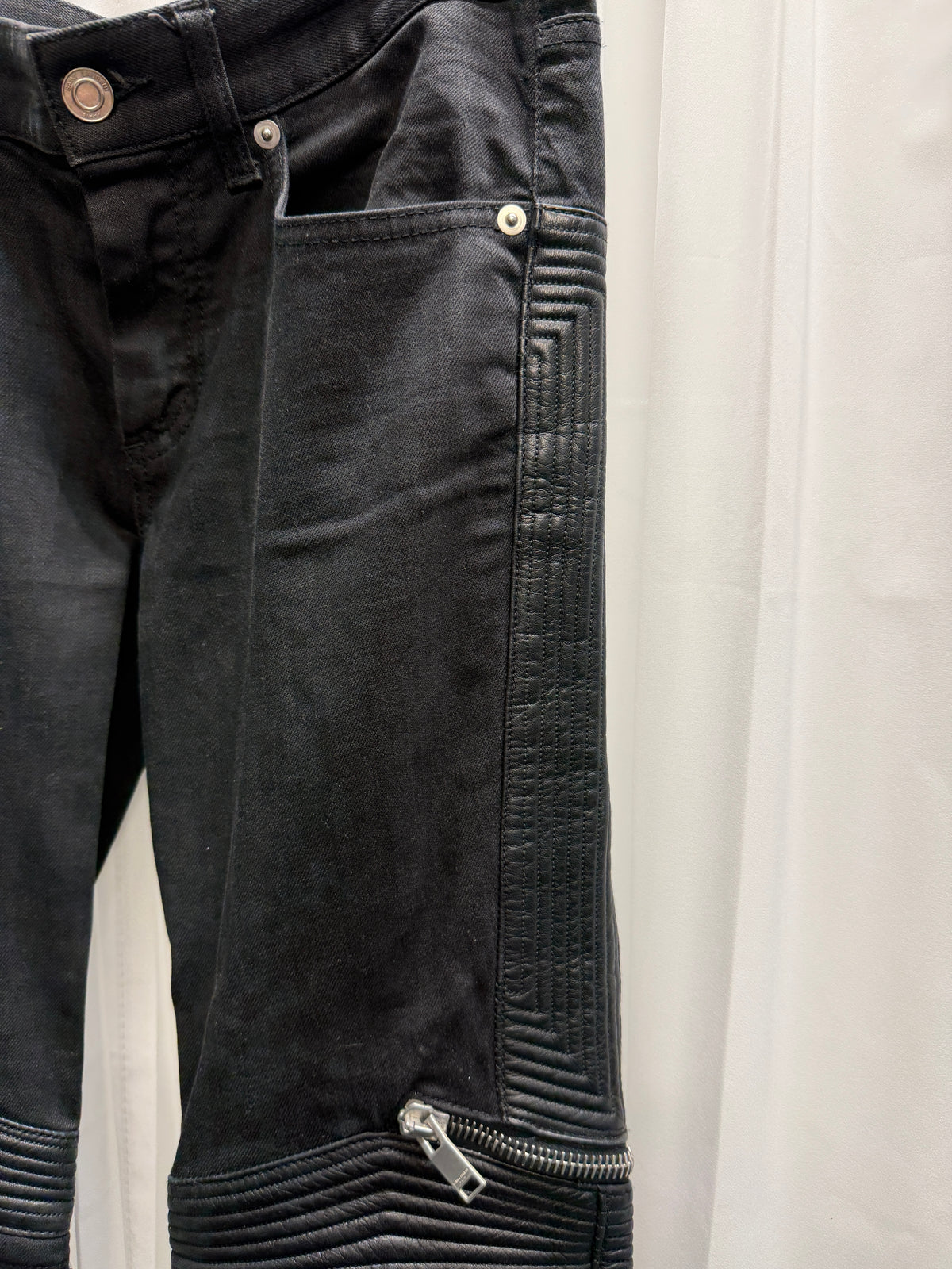 Saint Laurent Paris AW14 D04 Multi-Zip Leather Panel Biker Jeans