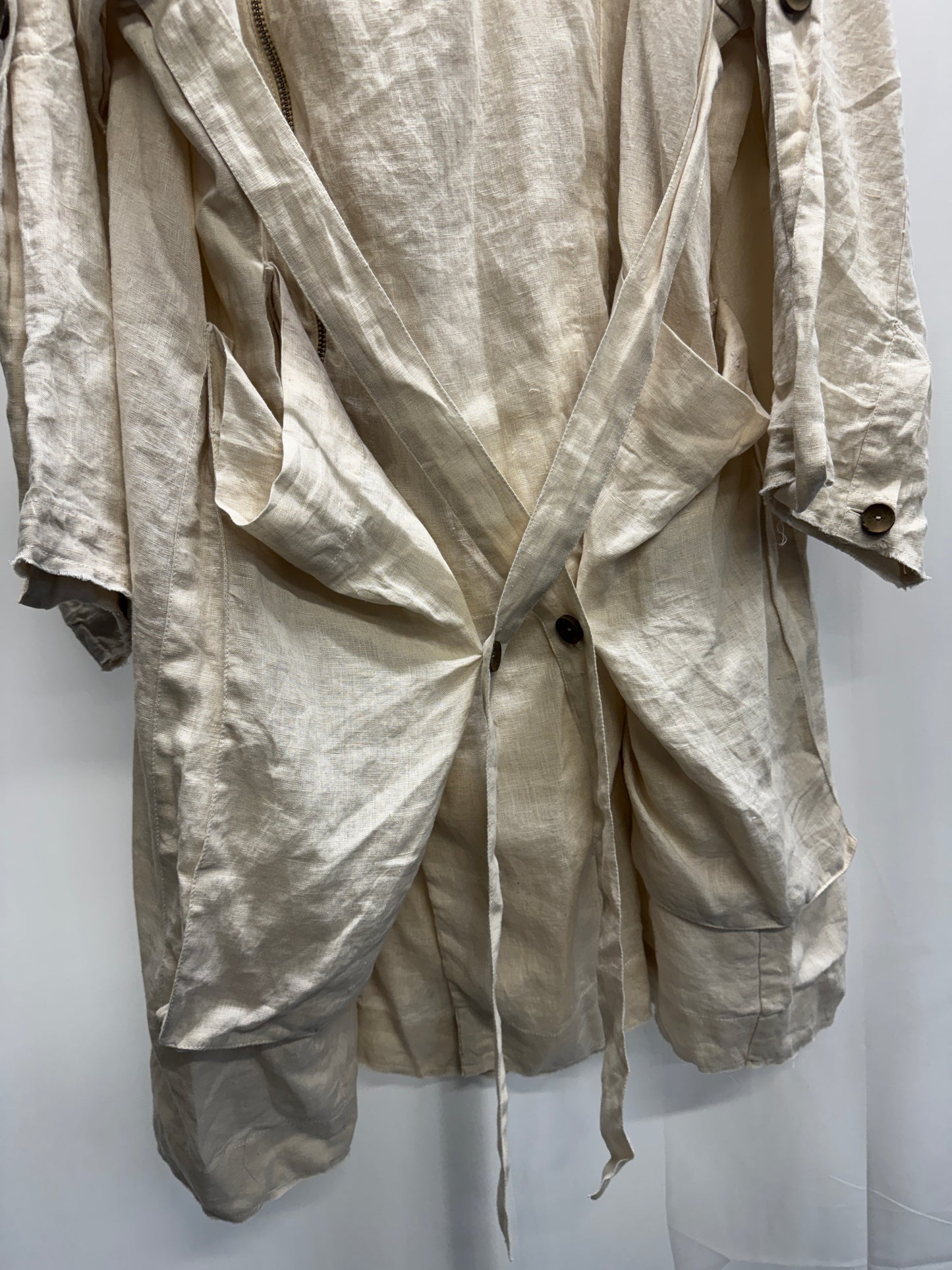 Barbara I Gongini Harness Bondage Asymmetrical Hooded Linen Coat