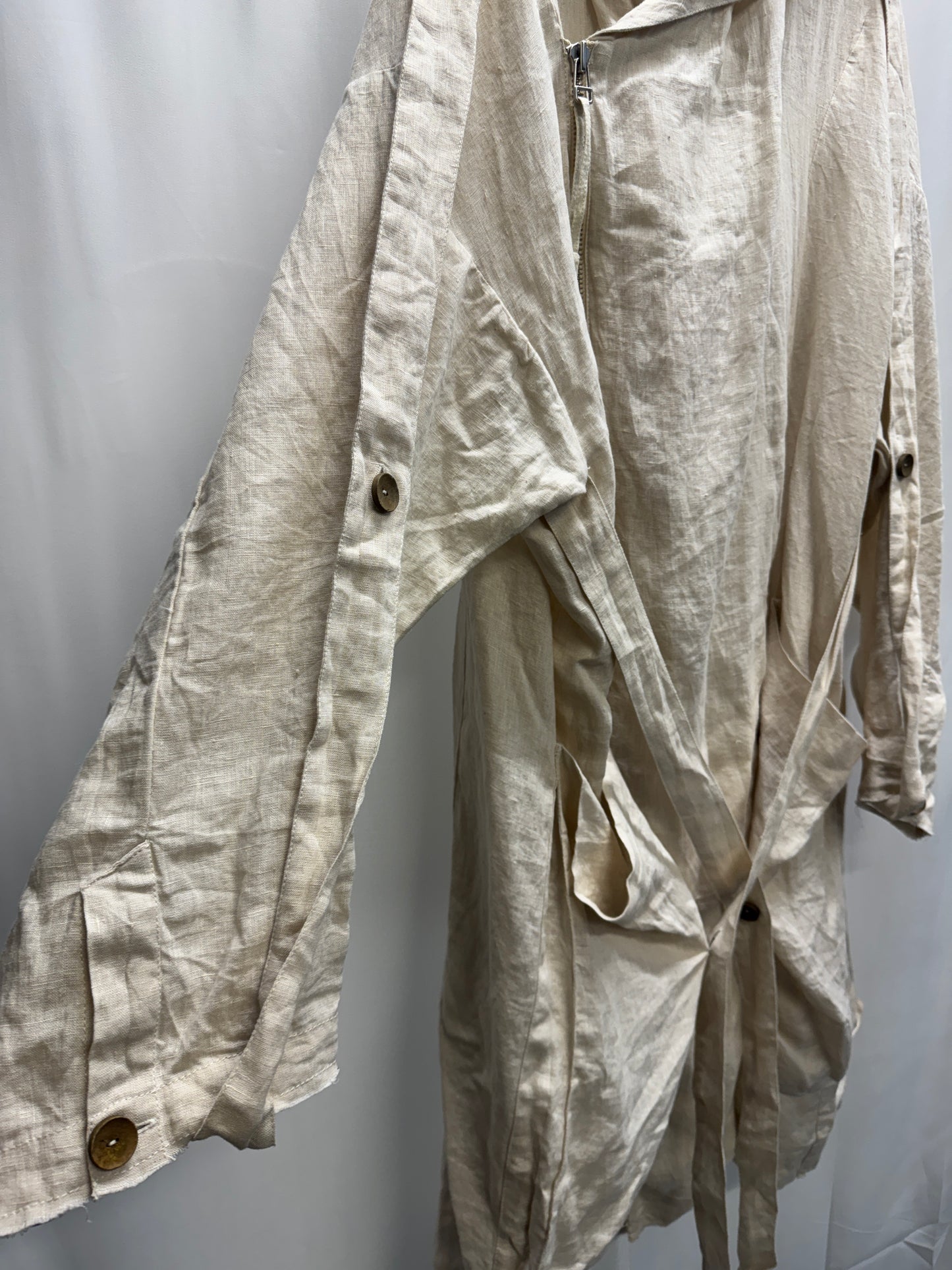 Barbara I Gongini Harness Bondage Asymmetrical Hooded Linen Coat